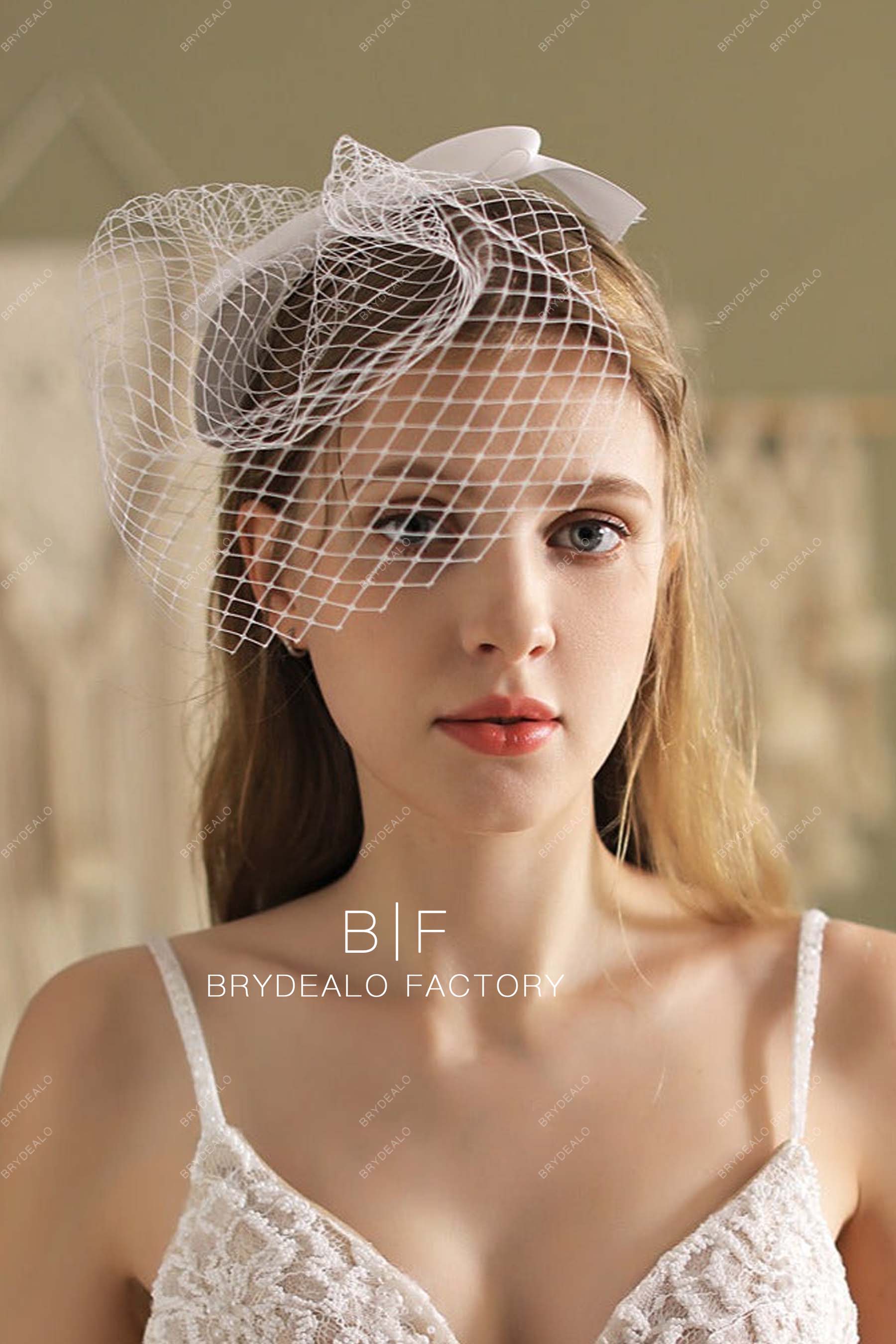 vintage short bridal blusher veil