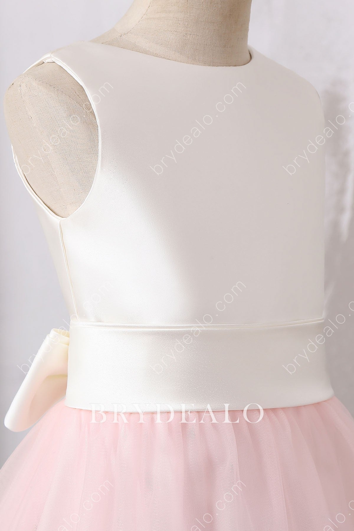 Sleeveless White Satin Flower Girl Dress For Less