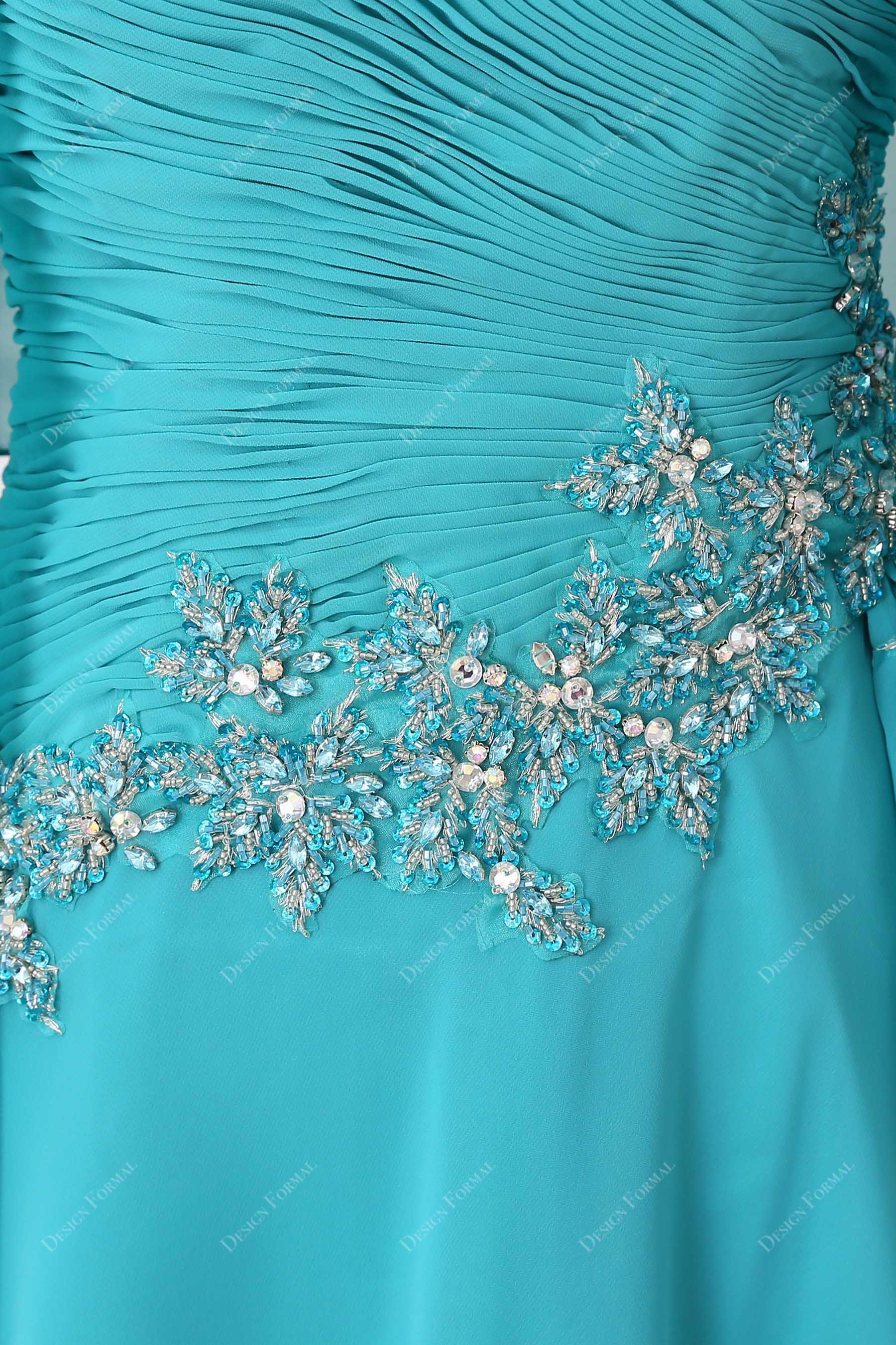 asymmetrical ruched sequin embellishement