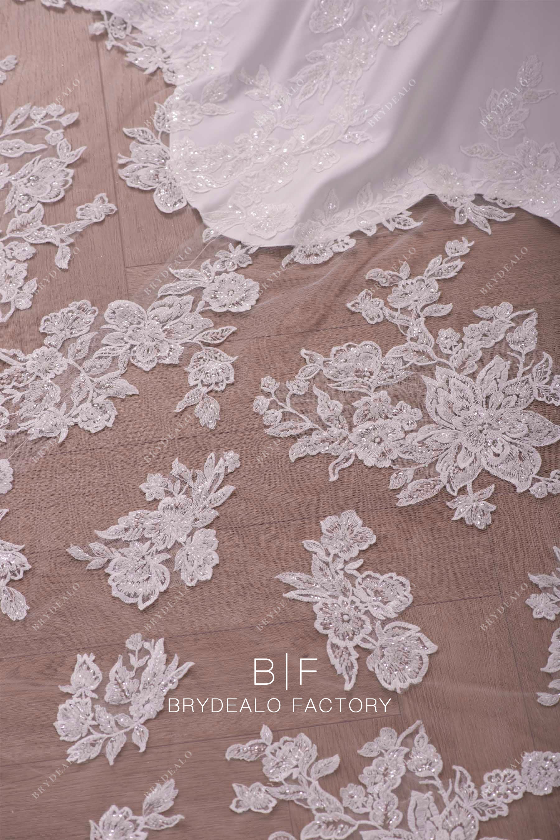 beaded lace illusion cutout train bridal gown