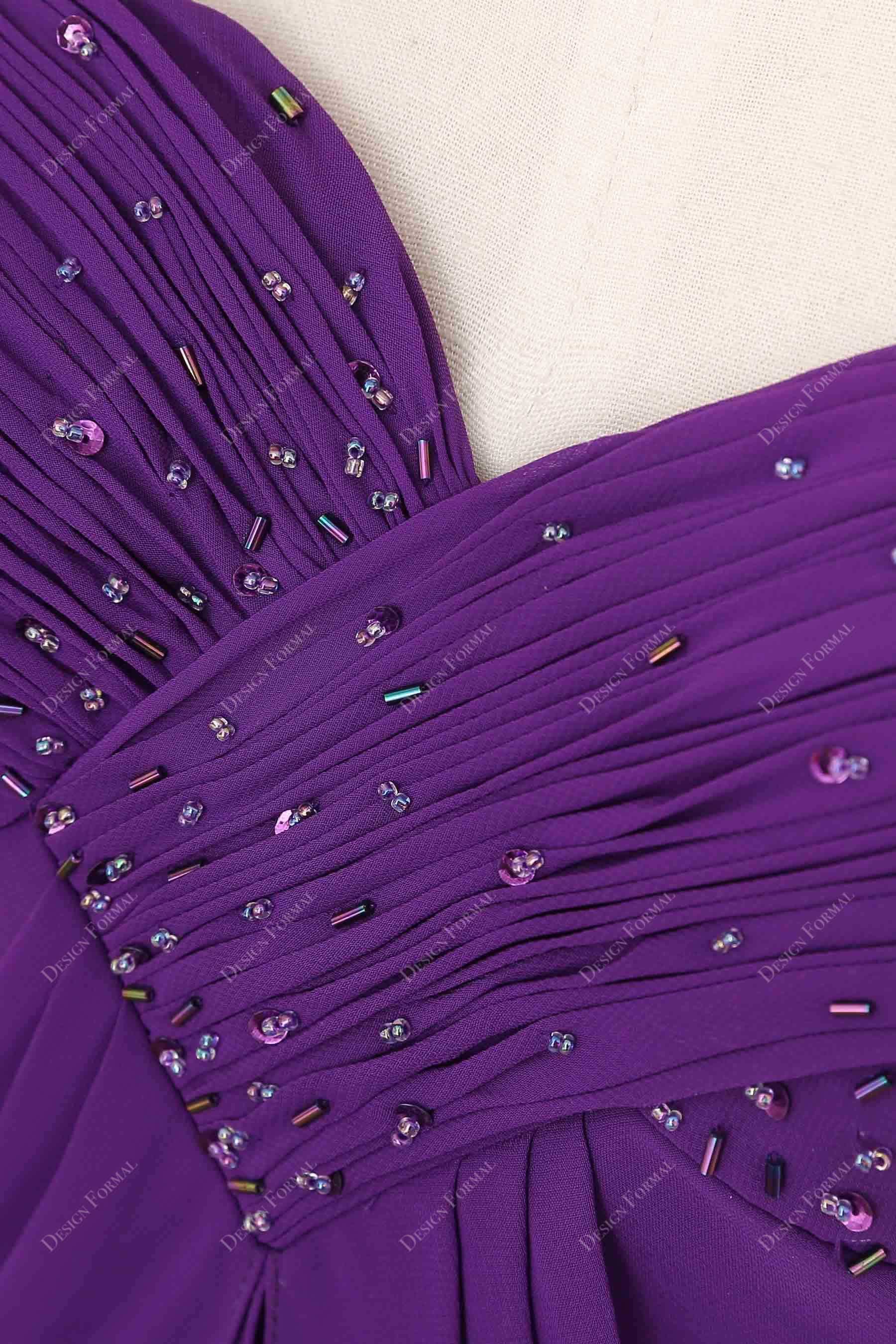 beaded ruching sweetheart neck