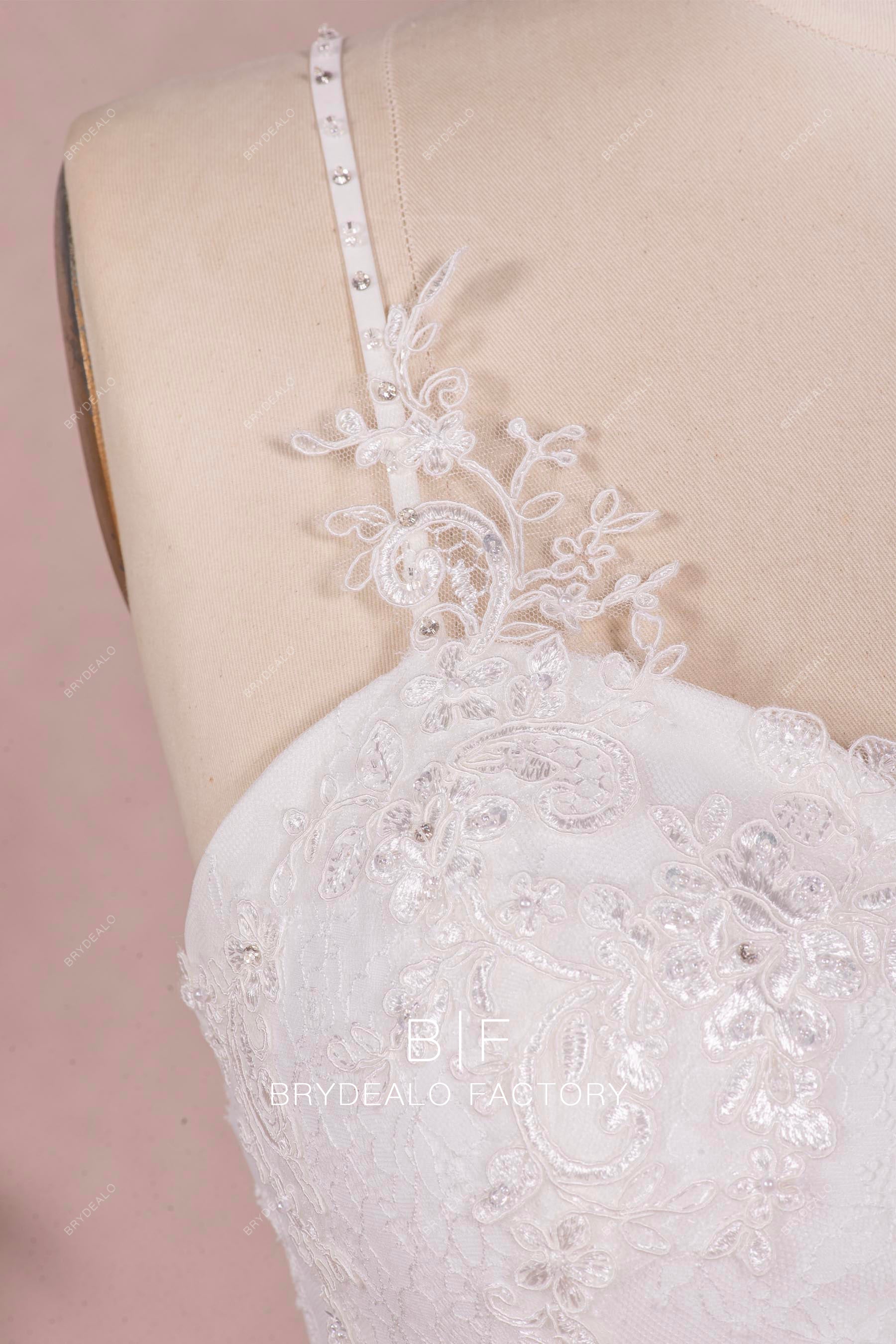 beaded straps sweetheart neck elegant bridal gown