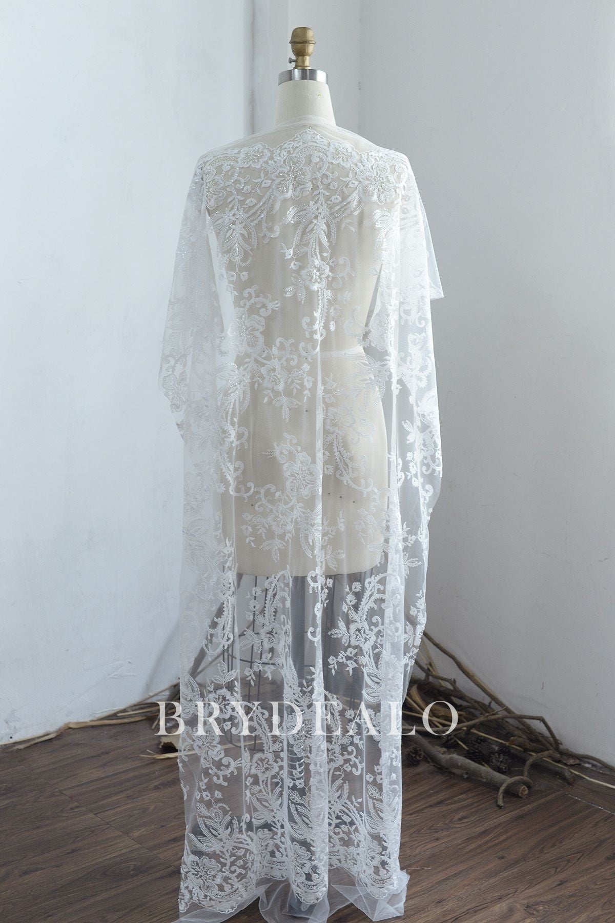 Fancy Cording Double Border Lace Fabric