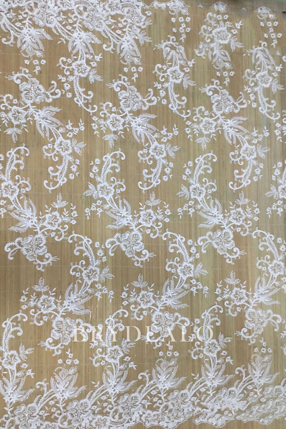 high-end Double Border Lace Fabric with Cording