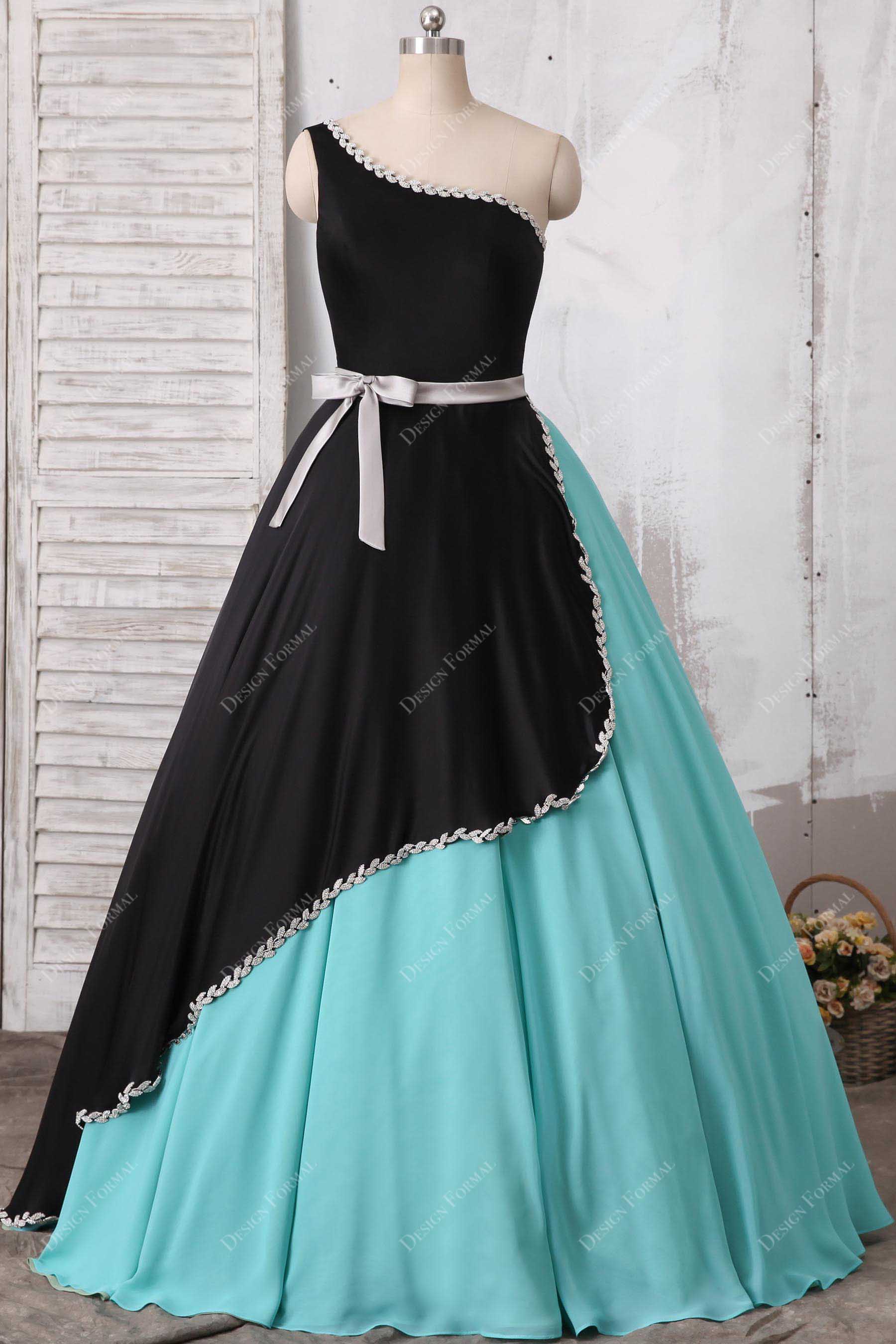 Teal Black Prom Dresses