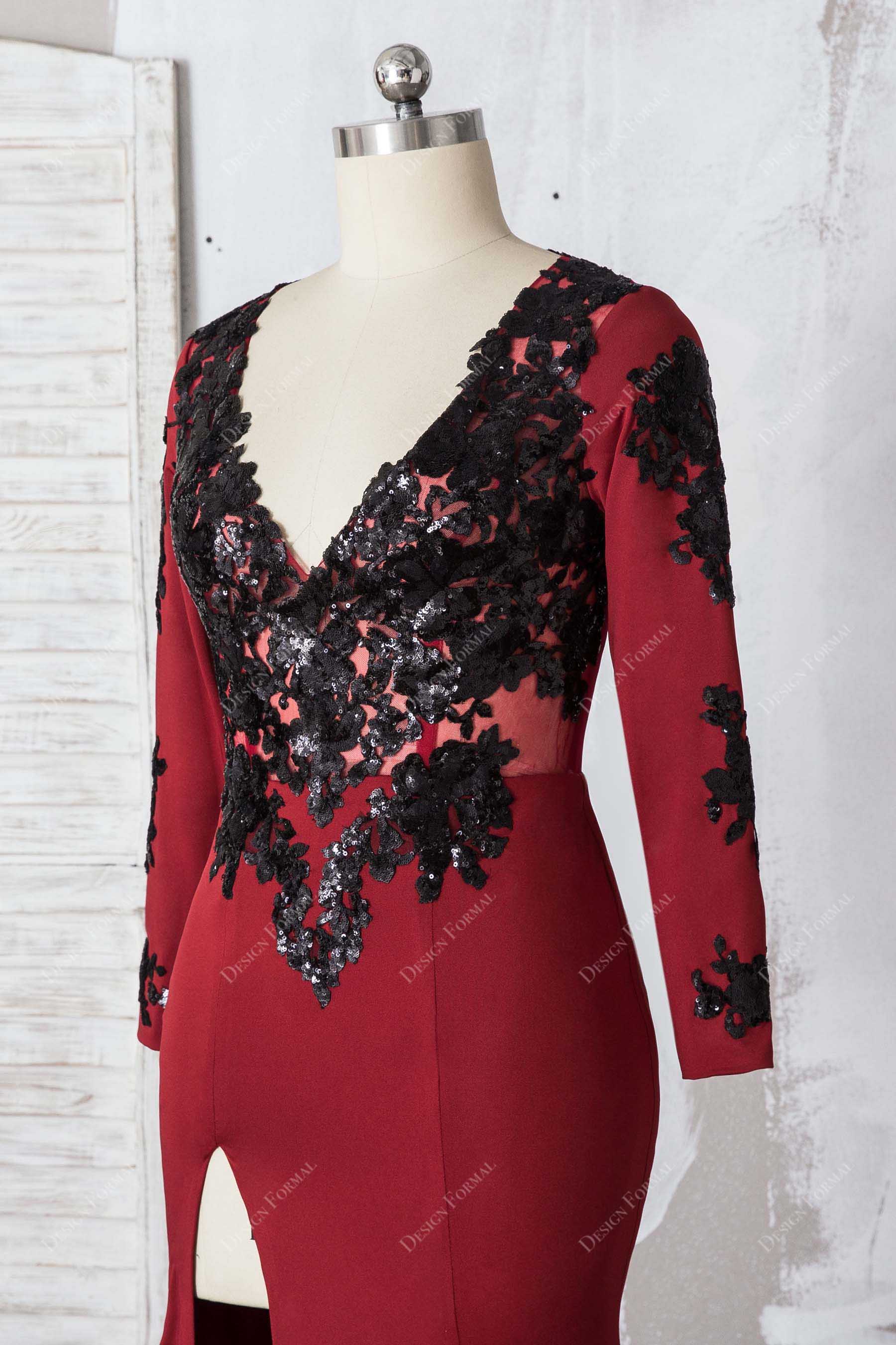 black sequin long sleeve dress