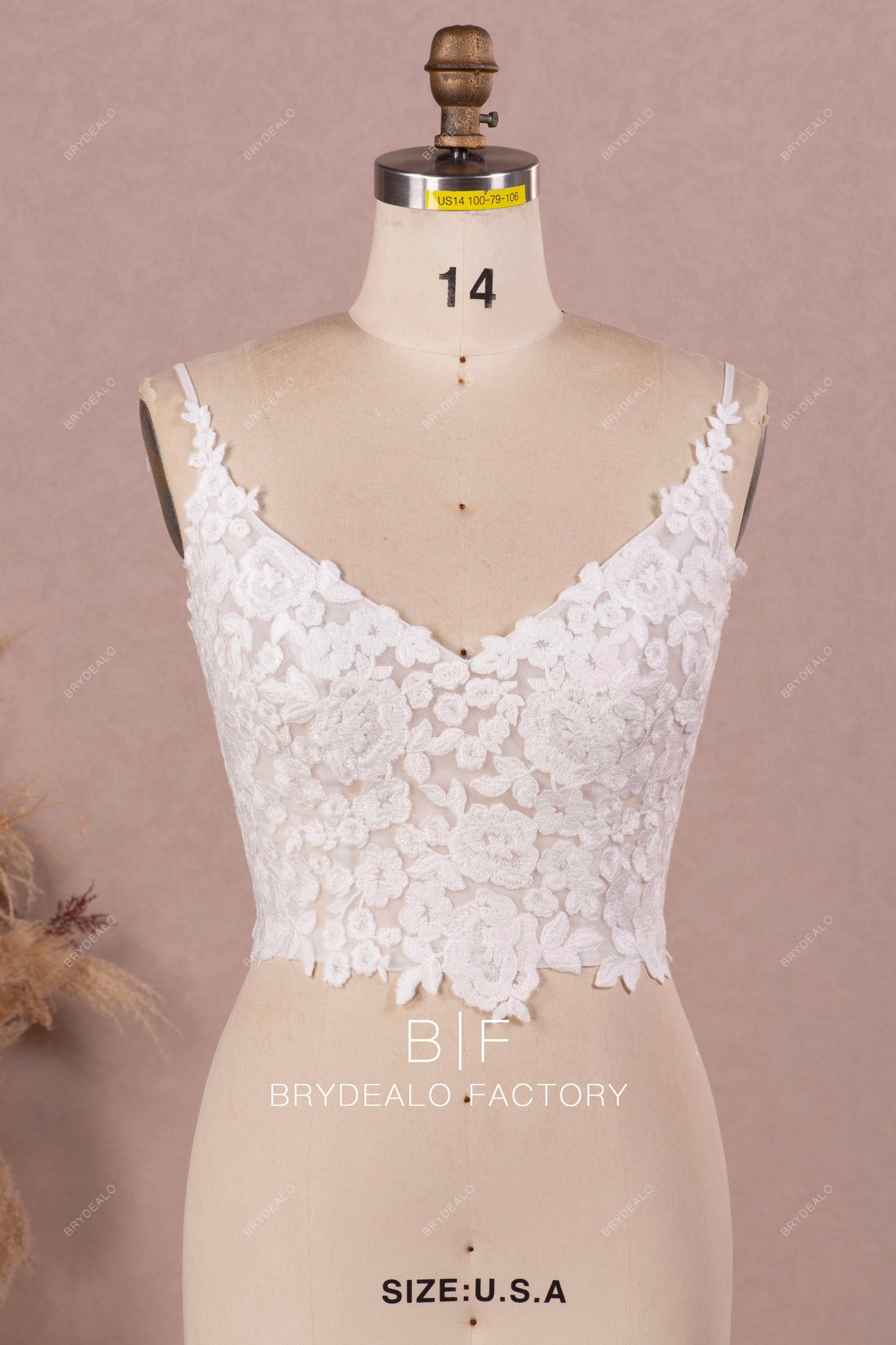 bridal v-neck sleeveless lace top for sale