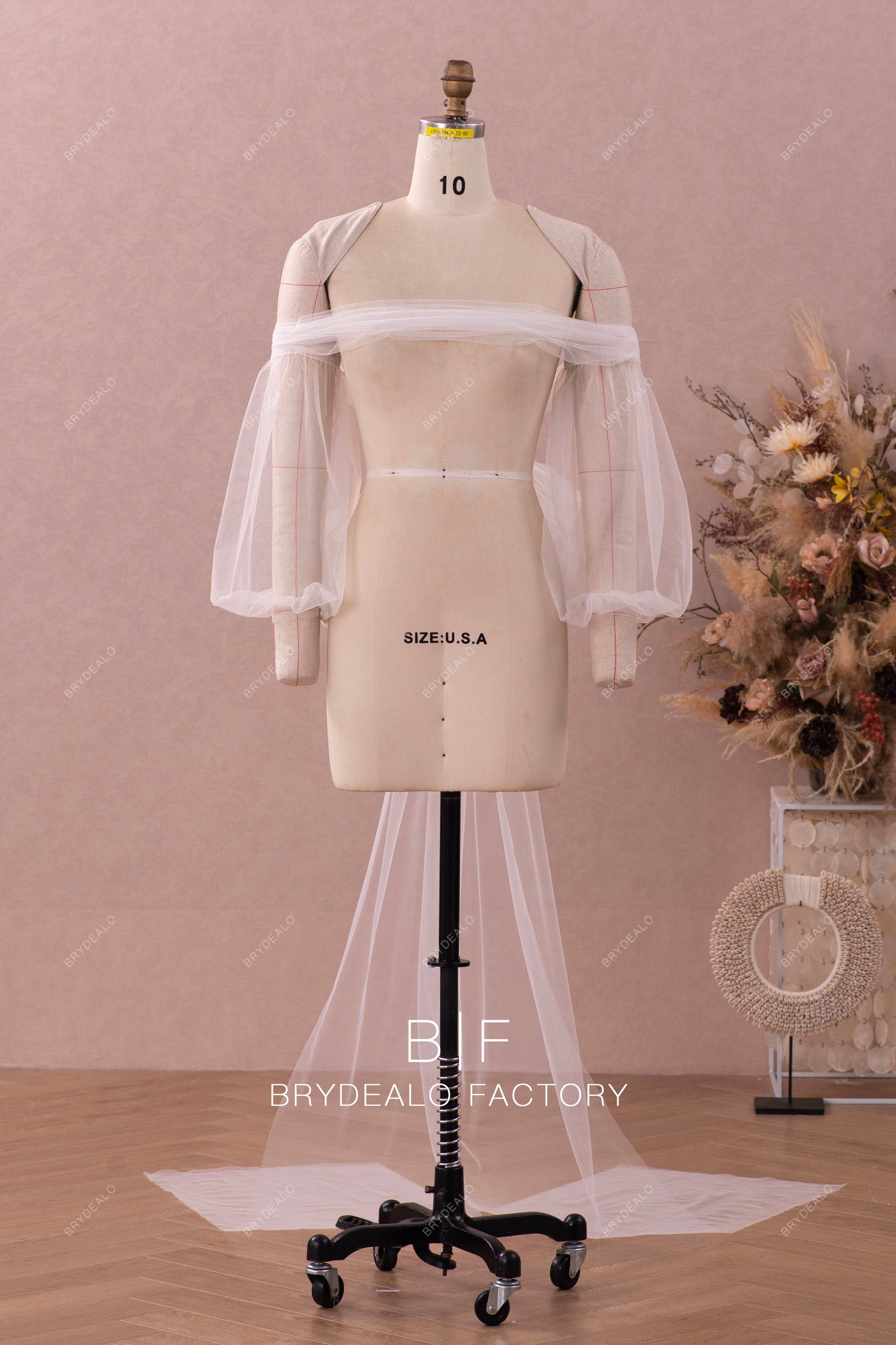 best bridal off shoulder sleeved tulle sleeves