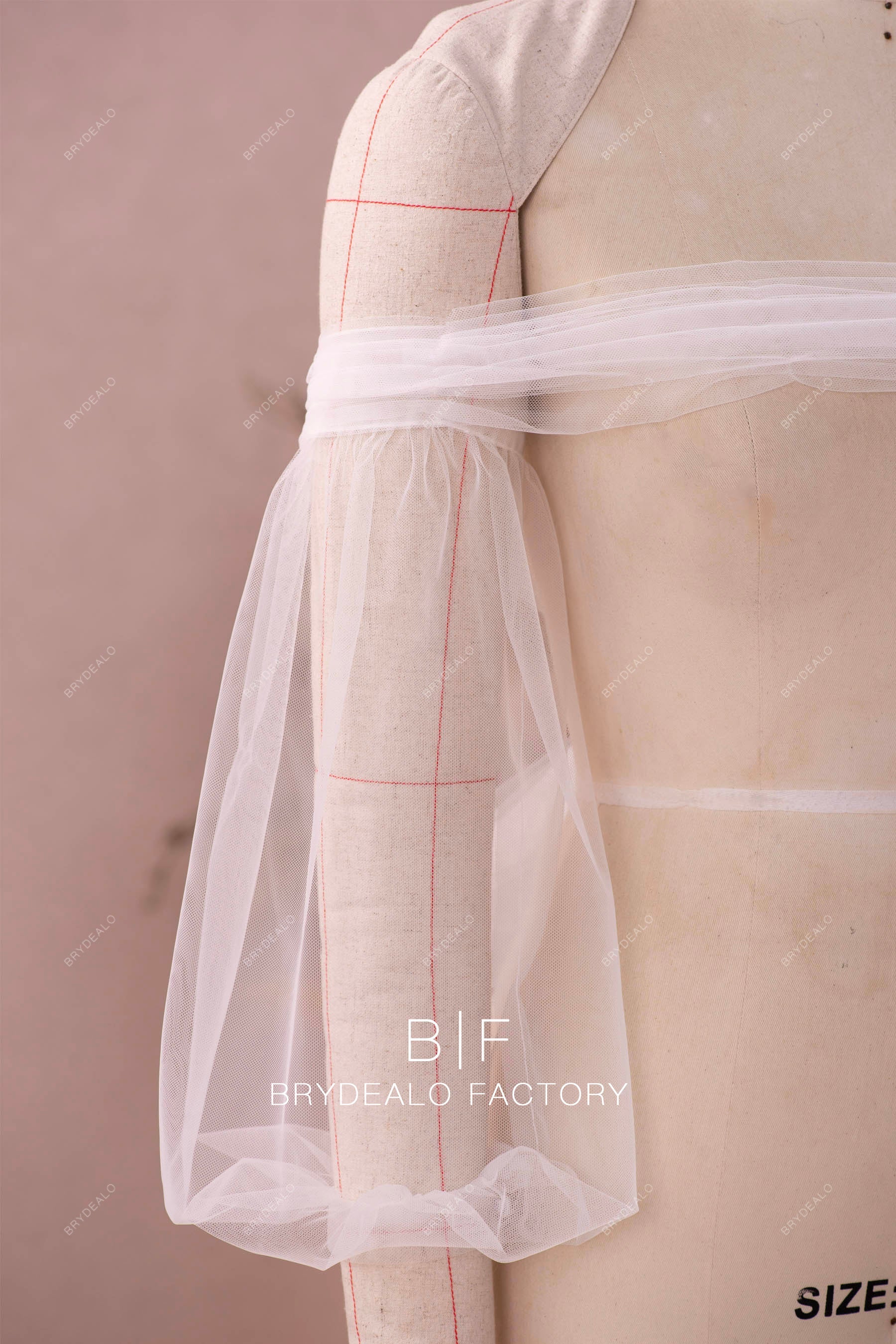 cute bridal tulle bubble sleeves bridal gown