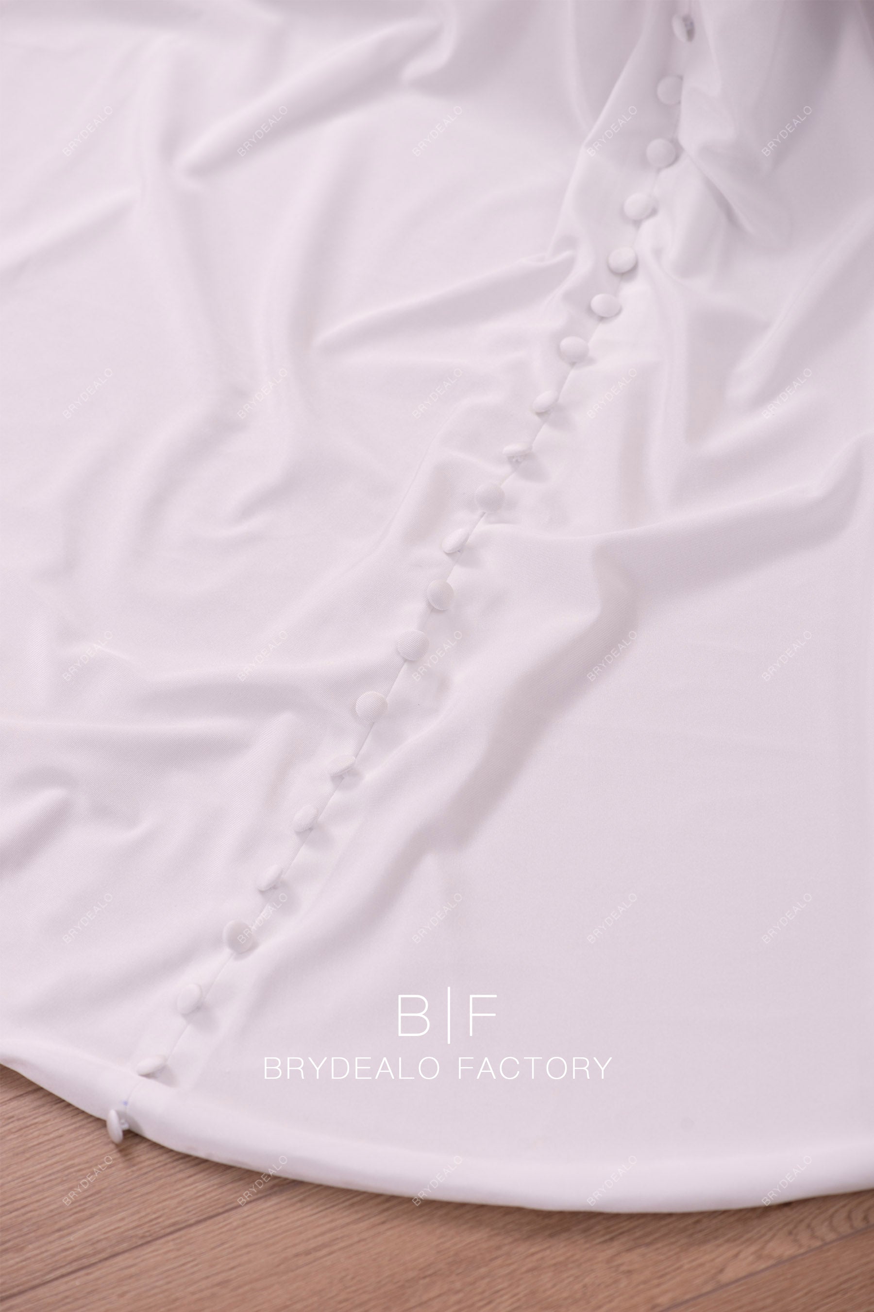 long buttoned train outdoor wedding dress