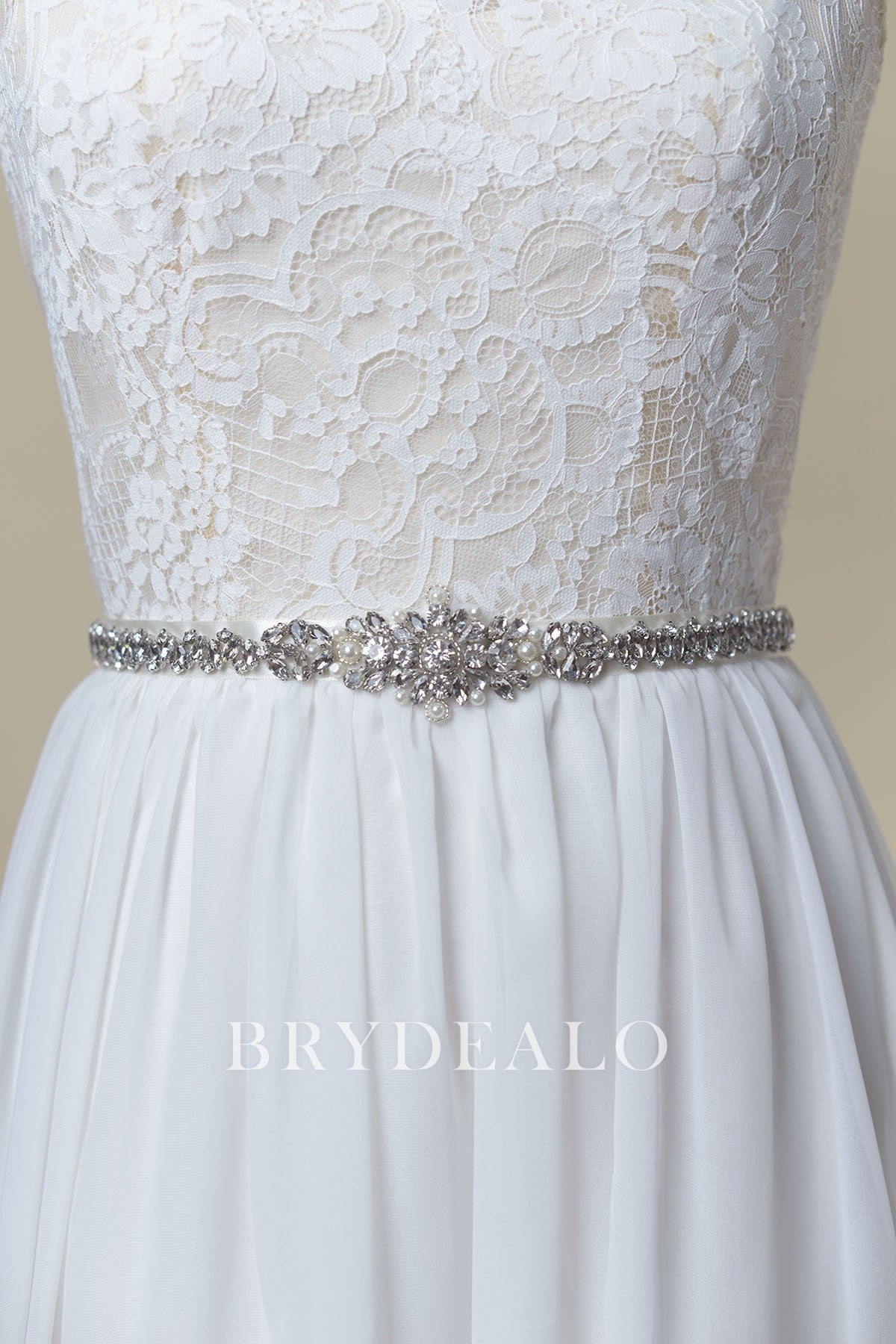 Sparkly Pearls Crystals Satin Bridal Sash Belt