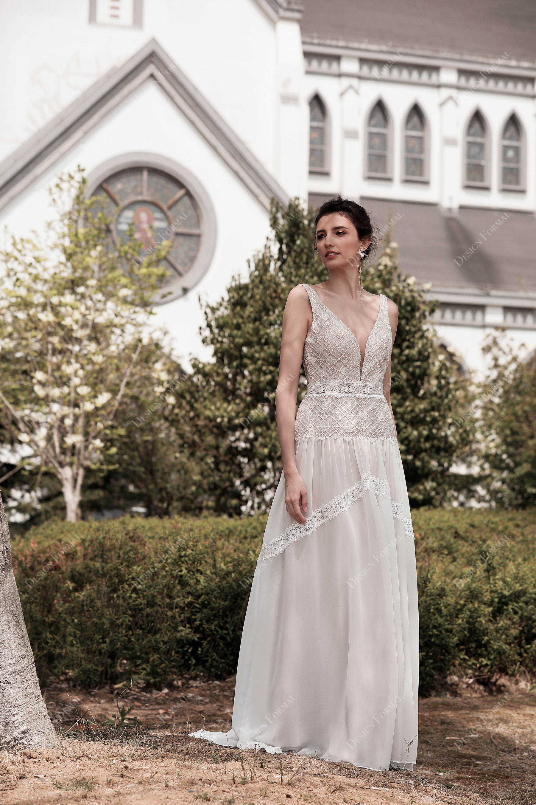 casual fit and flare bridal gown