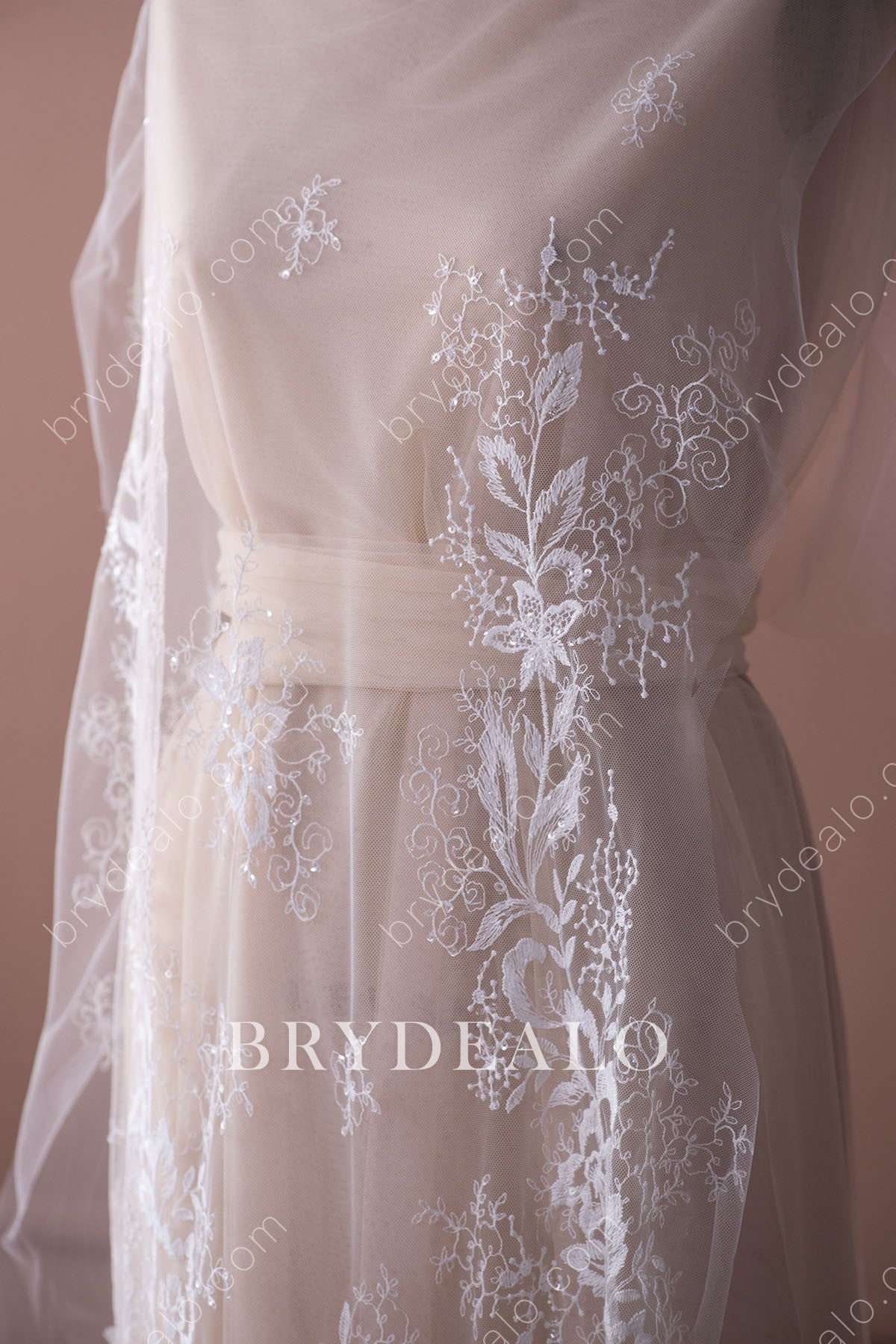 Gorgeous Sequined Floral Leafy Lace Fabric