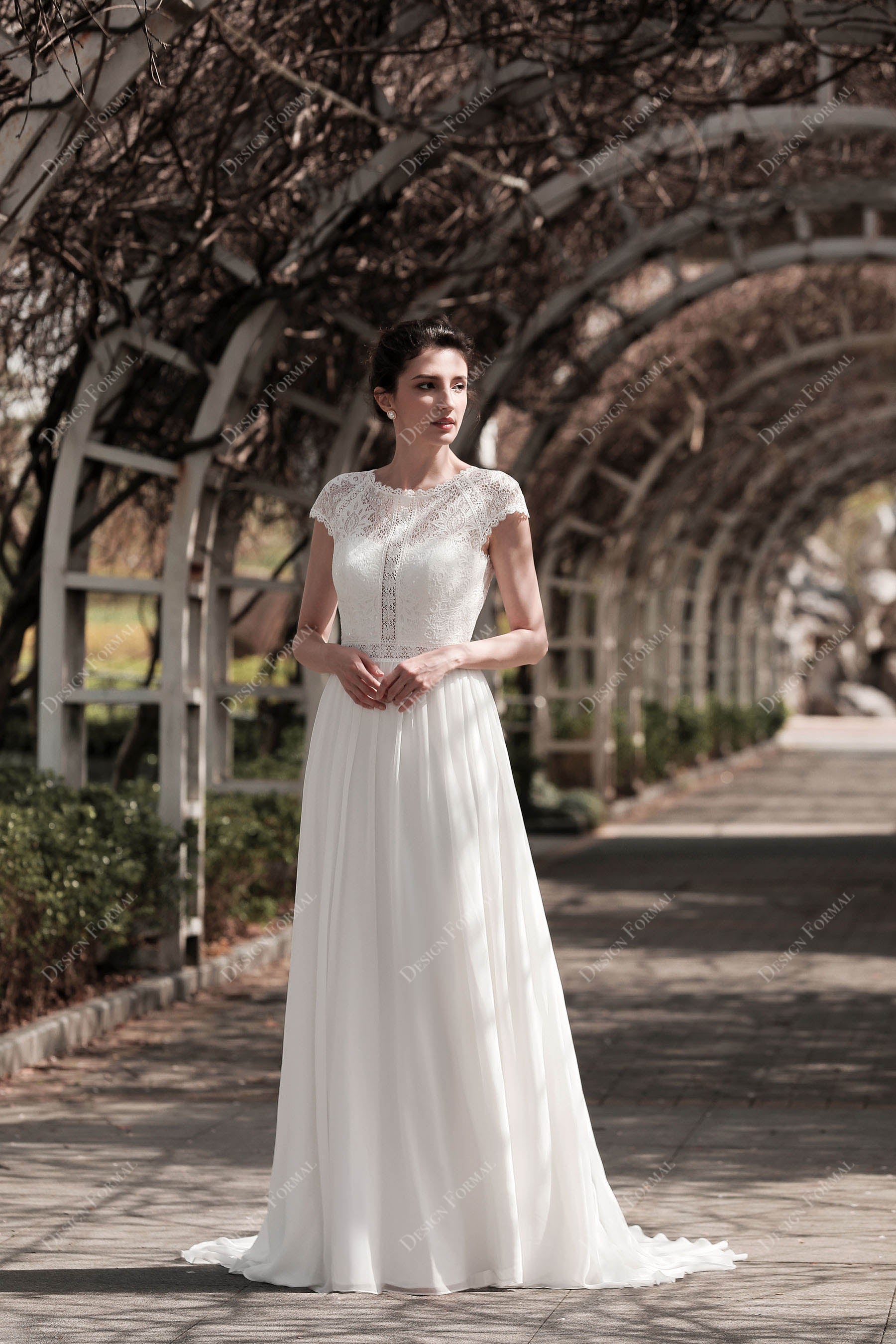 chiffon A-line summer bridal gown