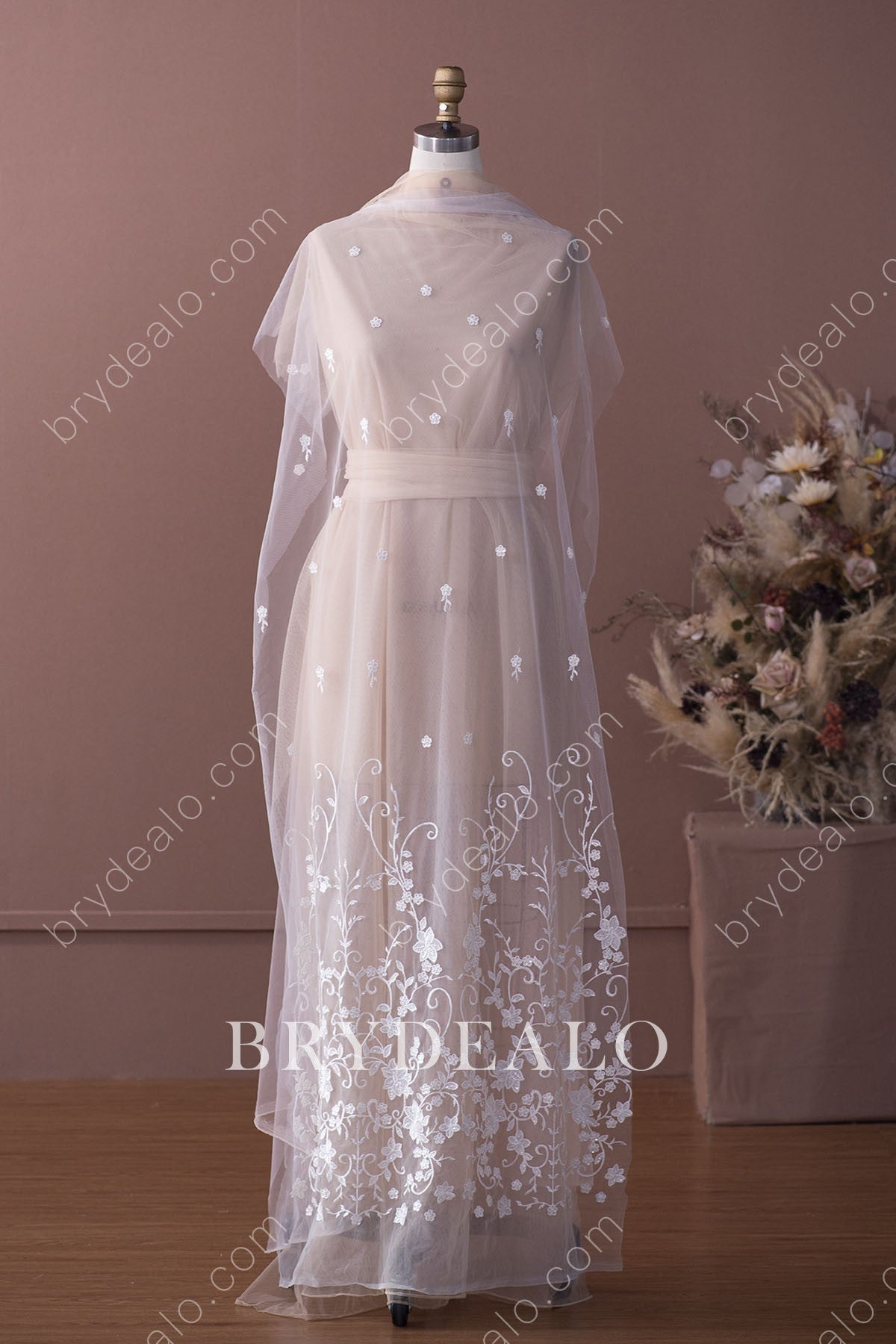 Classy Sequined Flower Bridal Lace Fabric Online