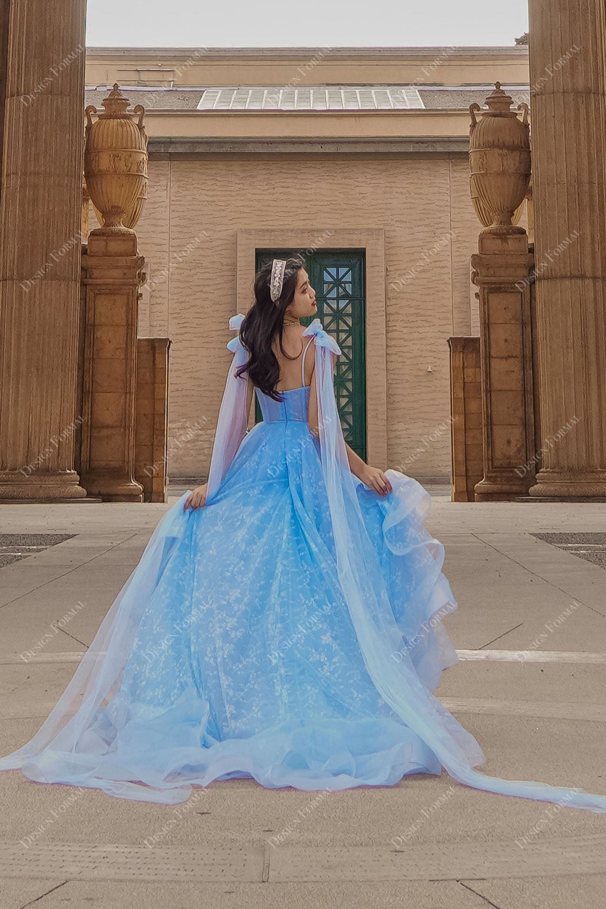 corset print organza design formal ball gown dress