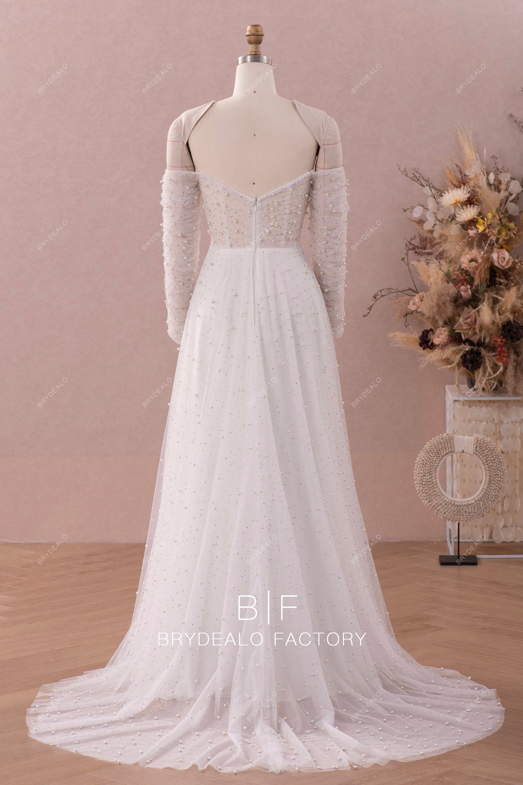 bling bling off shoulder A-line wedding dress