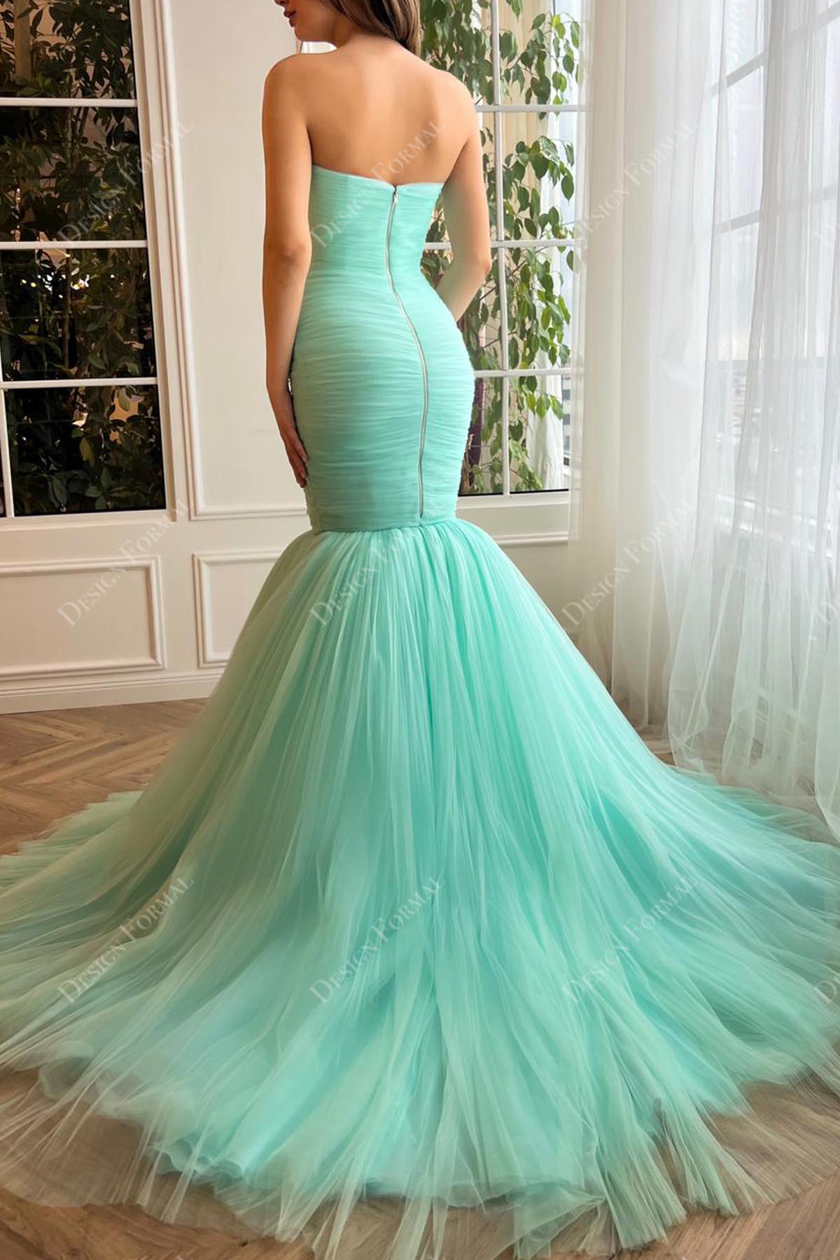 court train trumpet strapless formal dress