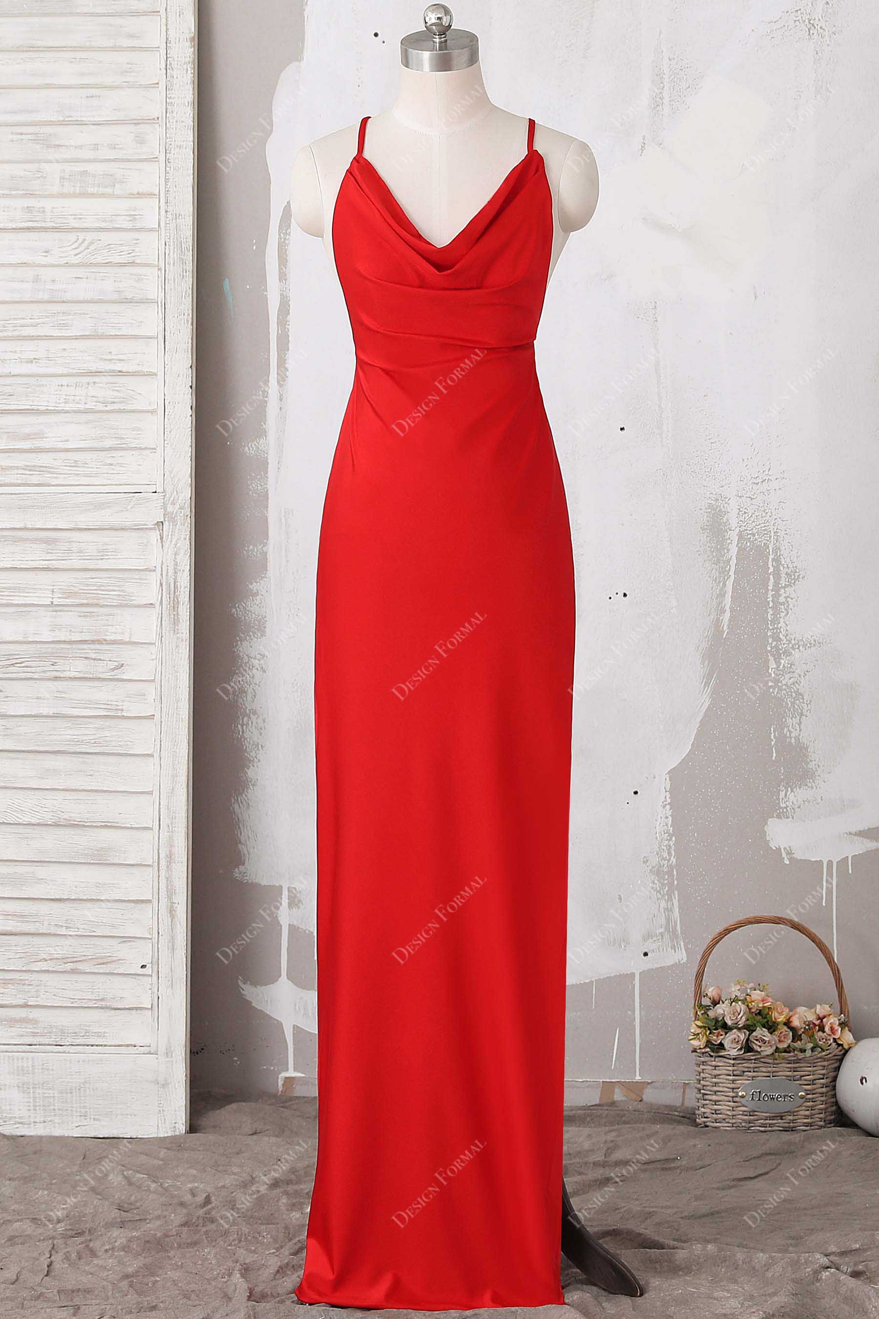 slim fit dress slacks Alianna Cowl Neck Satin Maxi Dress main image 0