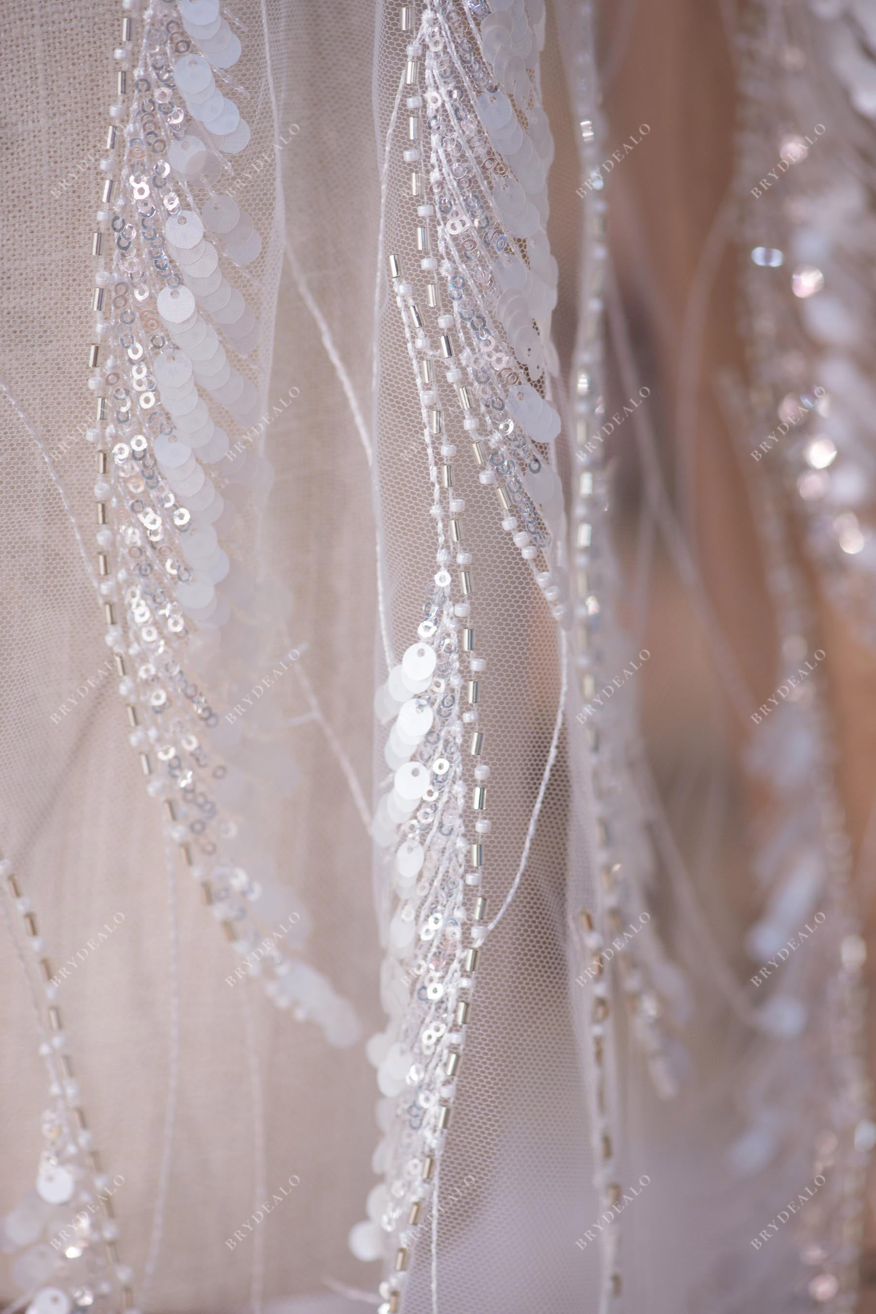 Sequined Wave Pattern Lace Online