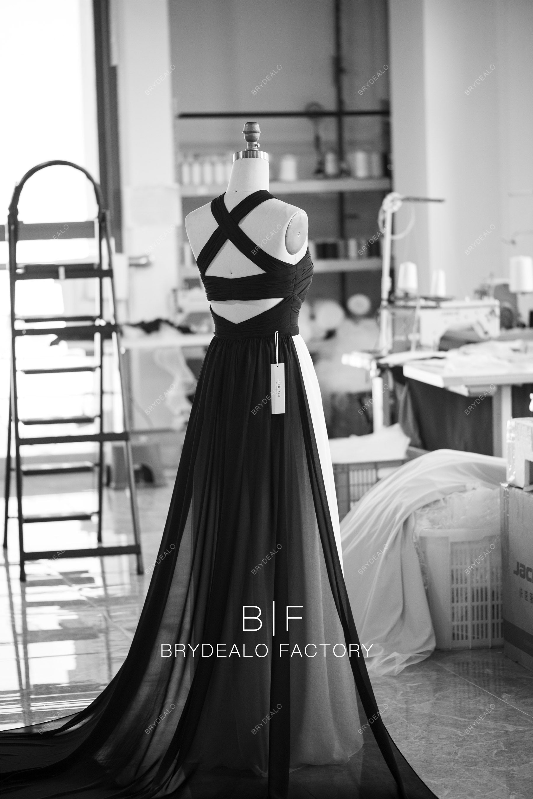 crisscross back chiffon A-line wedding dress