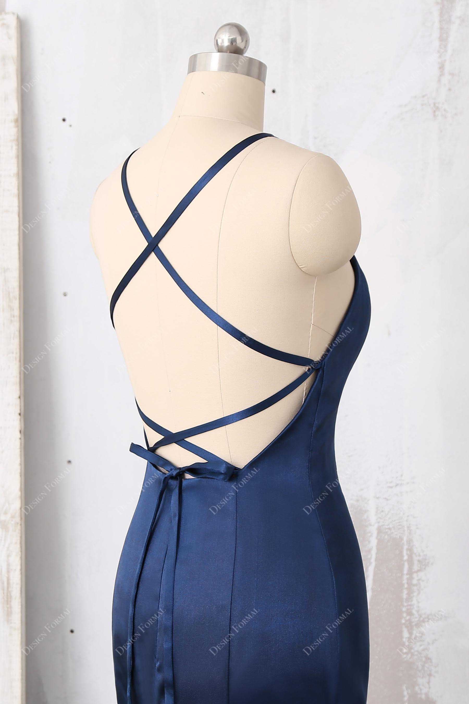 crisscross open back prom dress