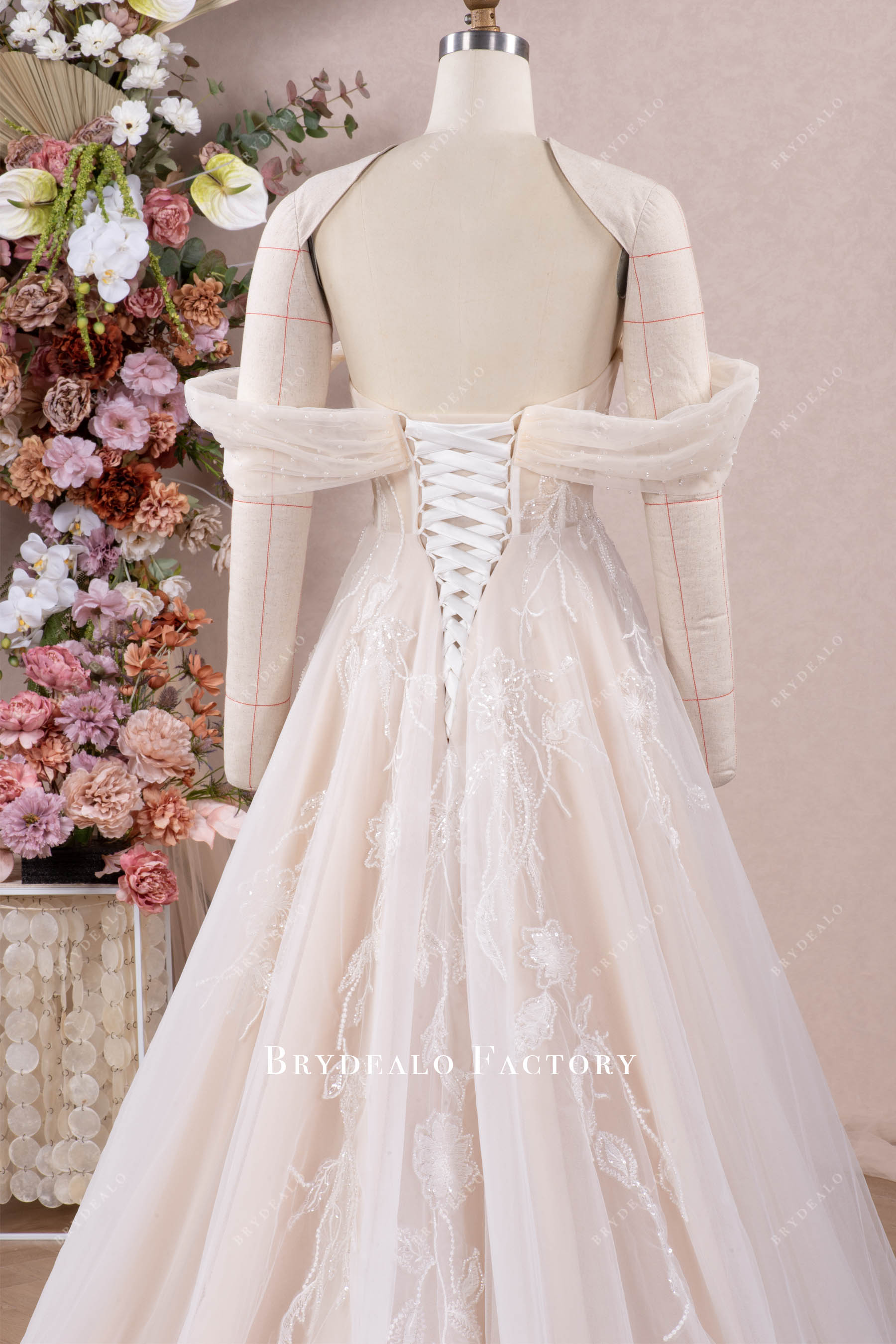 crystal lace-up back wedding dress