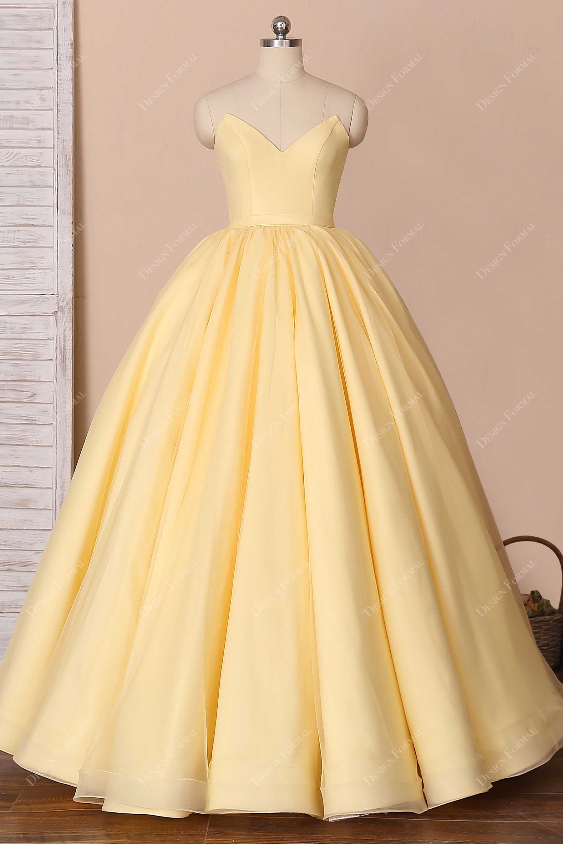 daffodil yellow corset ball gown formal quinceanera dress