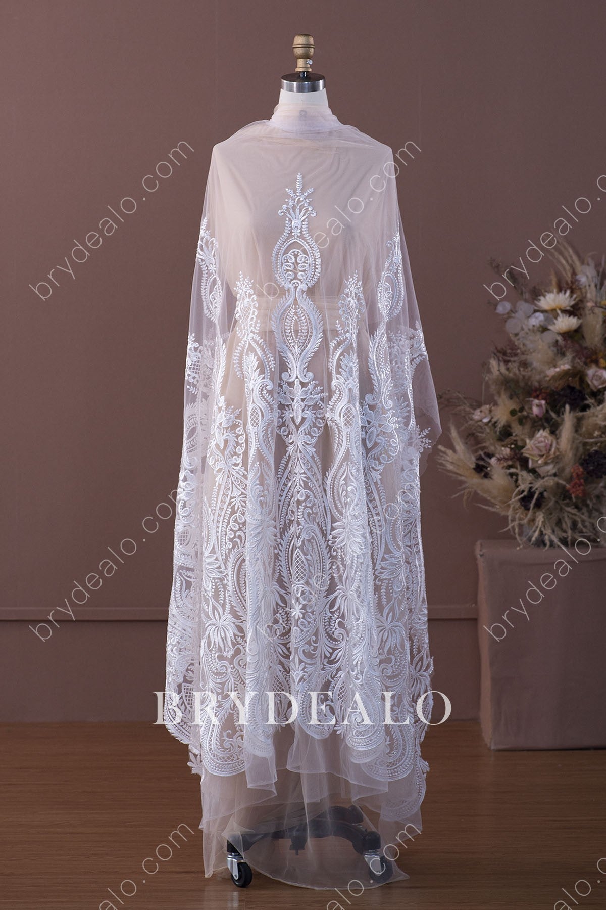 Designer Abstract Pattern Embroidery Lace Fabric By the Yard