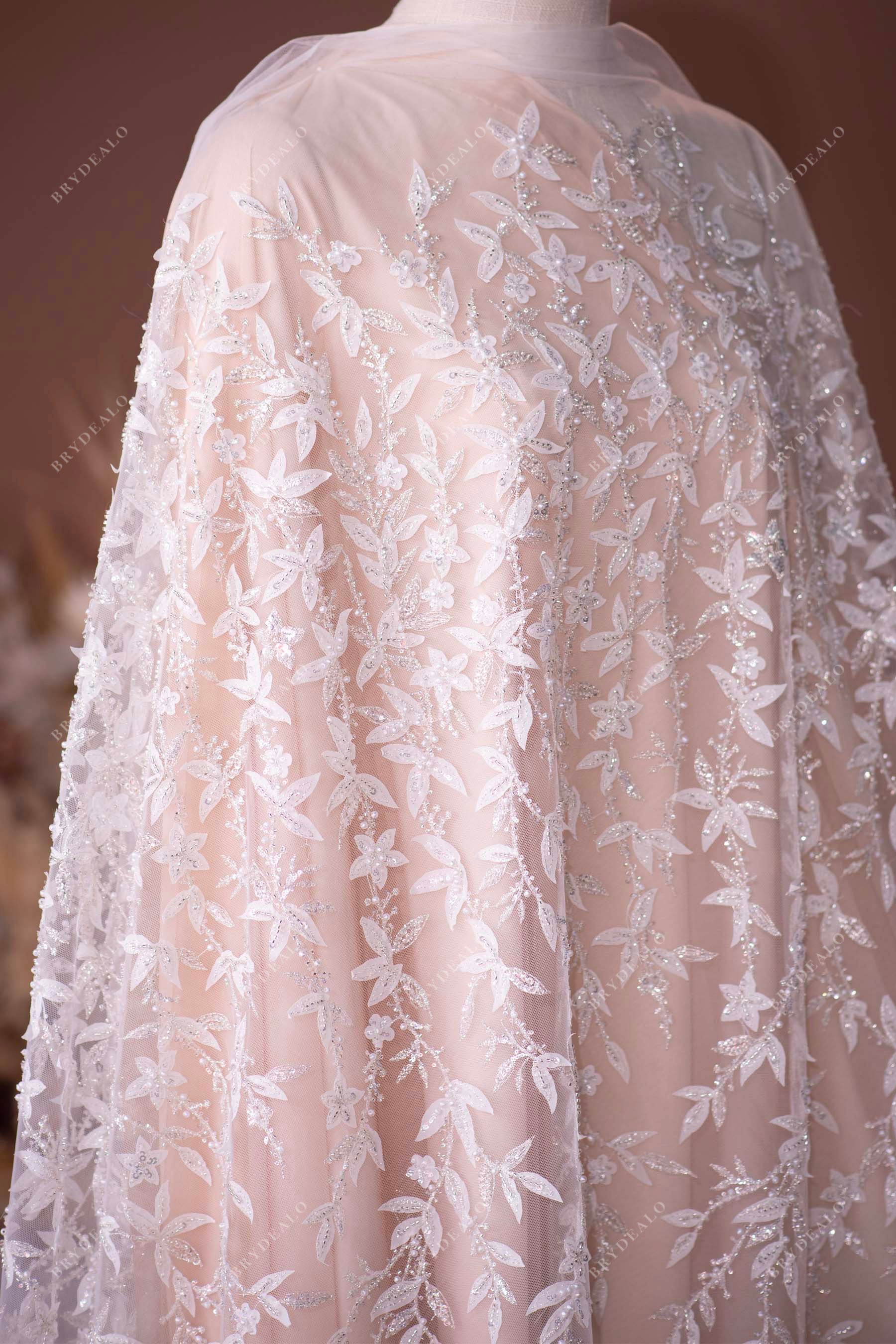Delicate Beaded 3D Leaf Lace for Designer Dresses Delicate Beaded 3D Leaf Lace for Designer Dresses