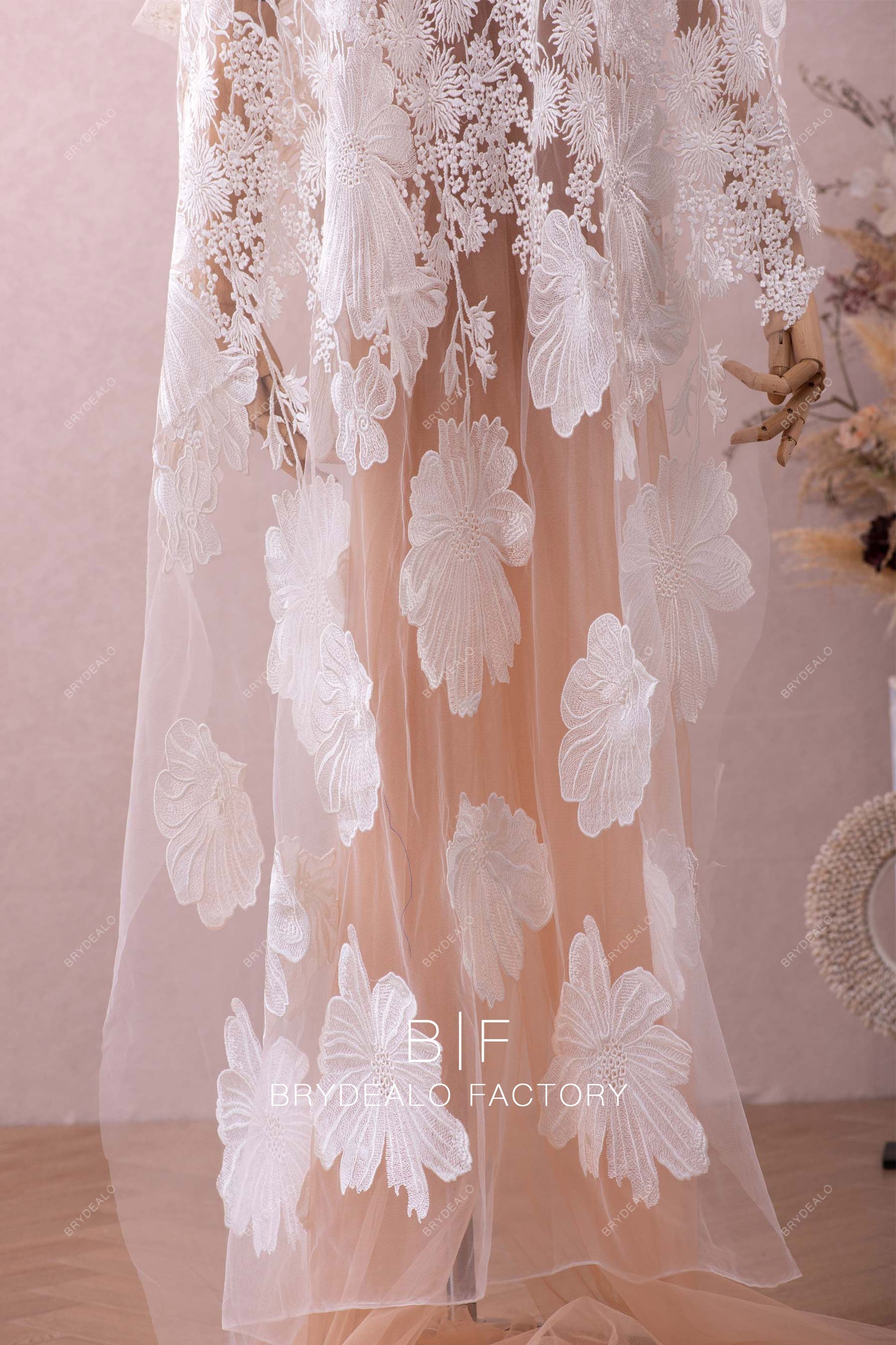 best designer big flower embroidery lace