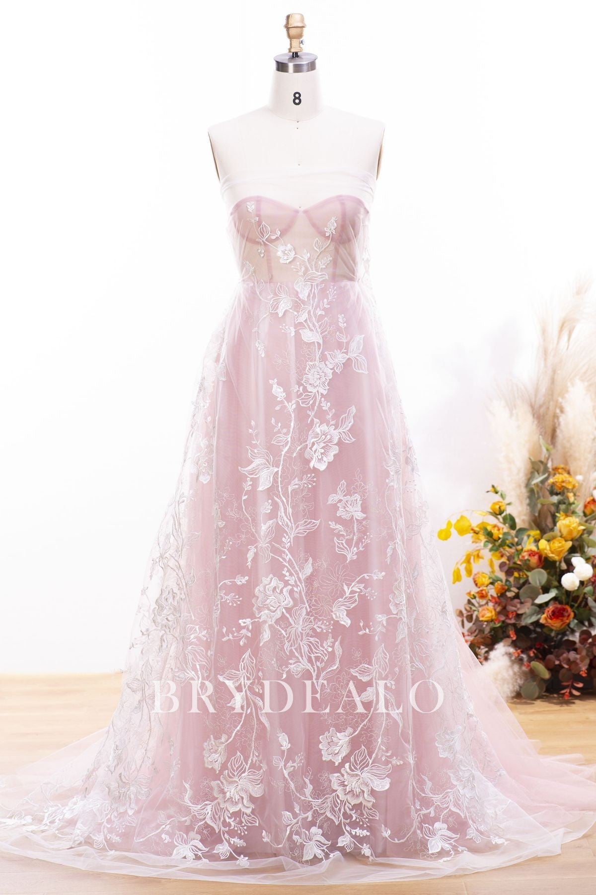 Designer Flower Embroidery Bridal Lace Fabric by the Yard