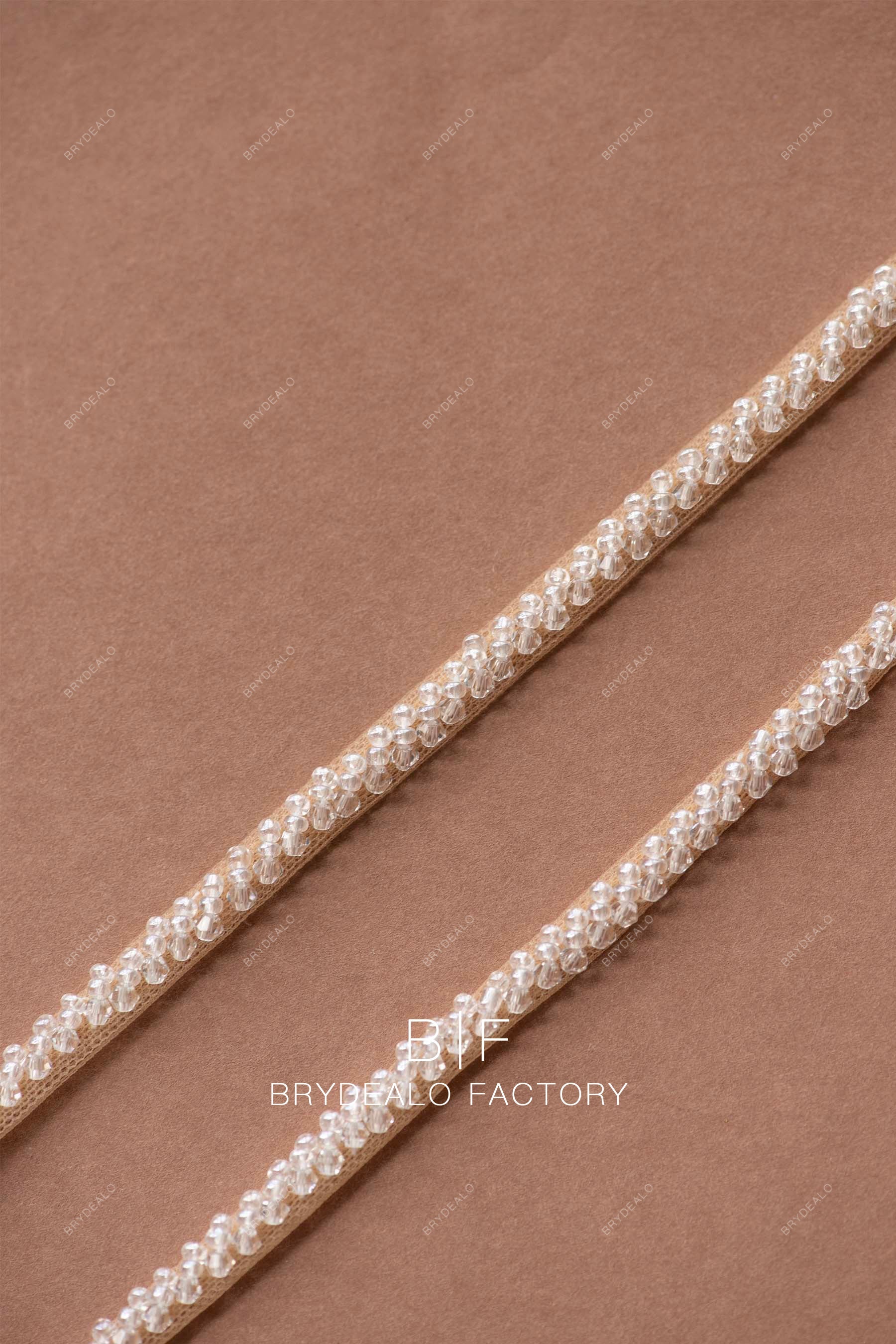 Removable Hand-Sewing Crystal Beading Bridal Dress Straps, White