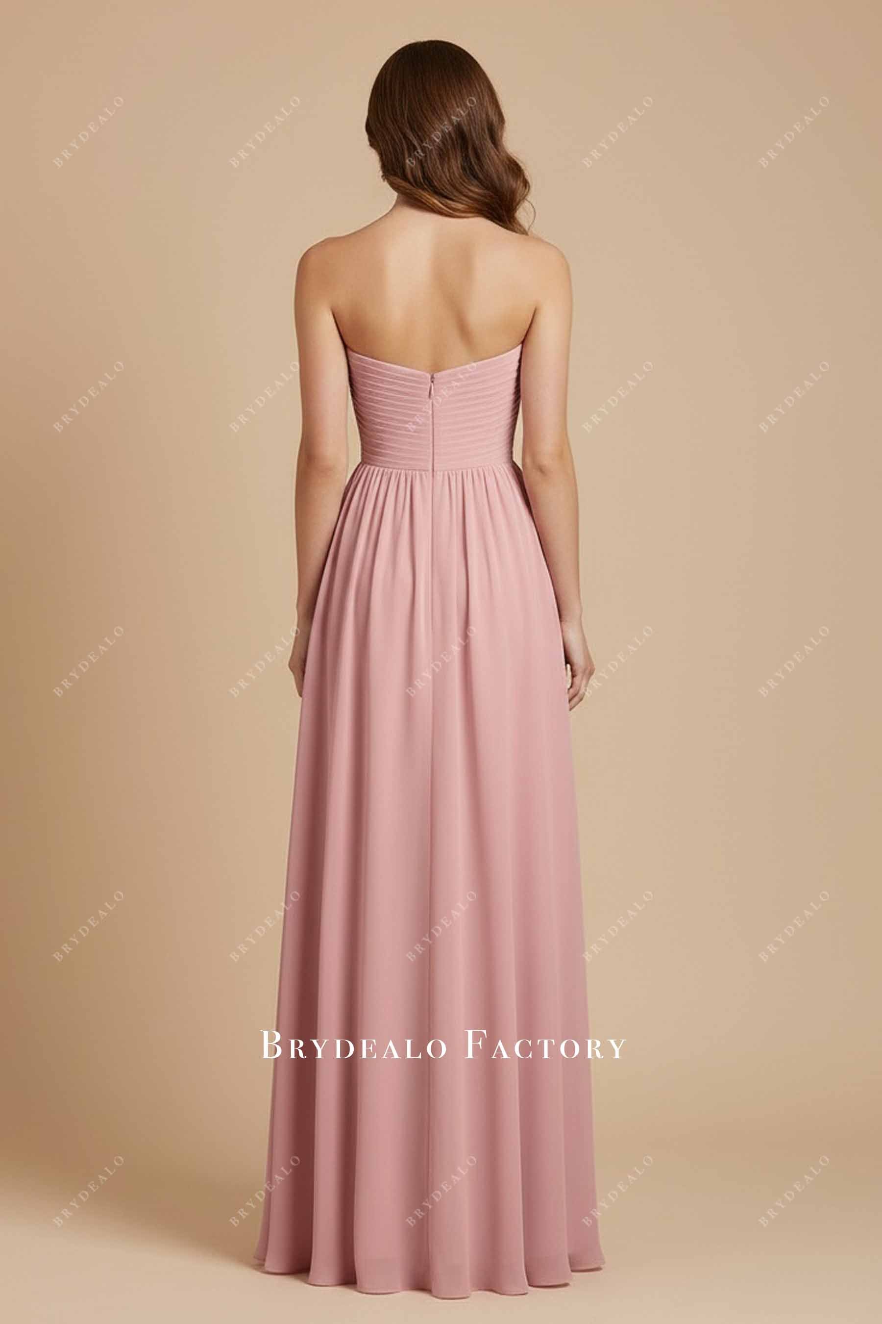 dusty pink floor length bridesmaid dress