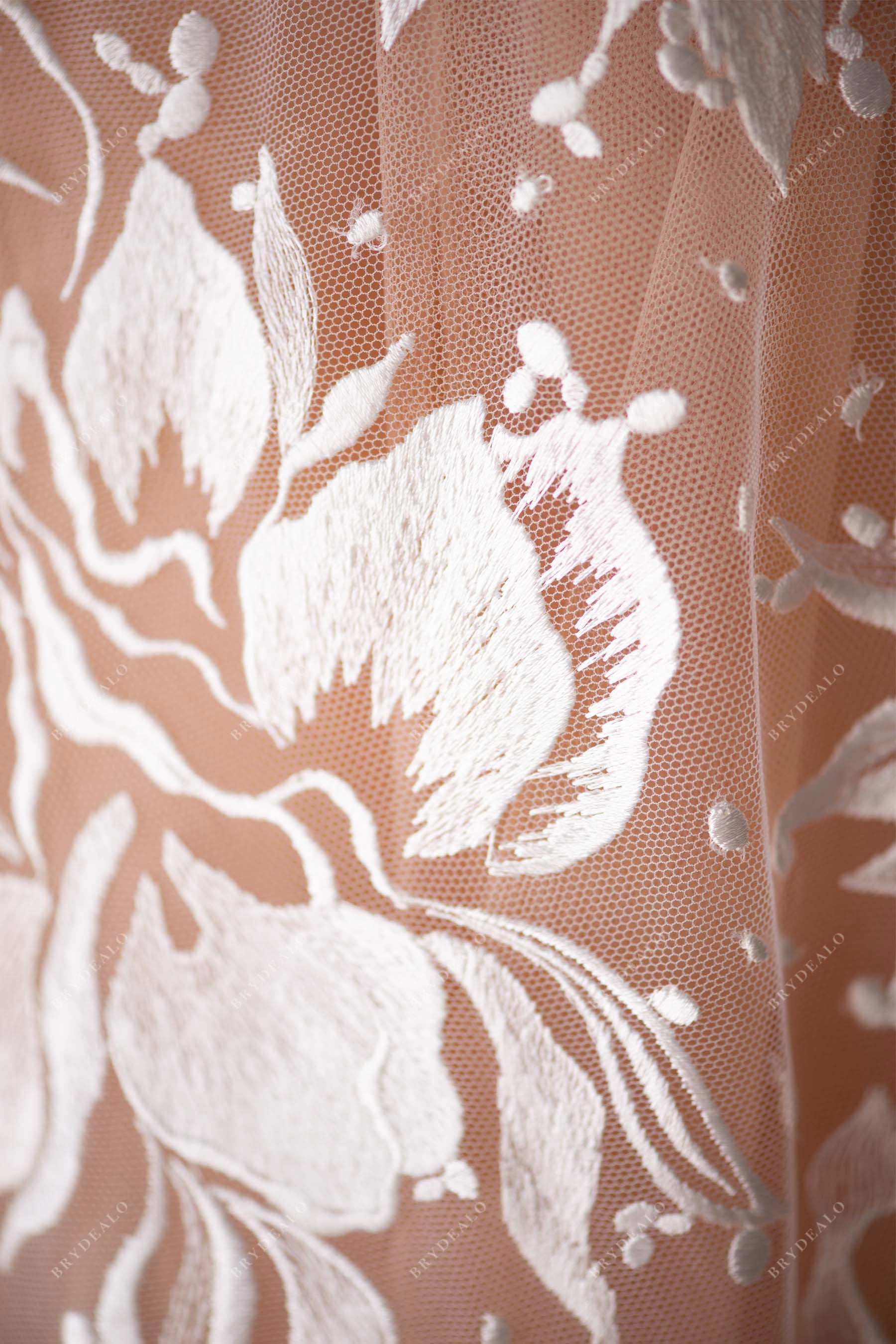 embroidery flower lace fabric sold by the yard