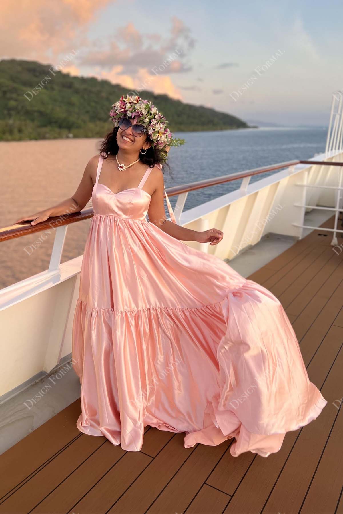 Blushing Empire A-Line Designer Charmeuse Yesha Formal Dress Blushing Empire A-Line Designer Charmeuse Yesha Formal Dress