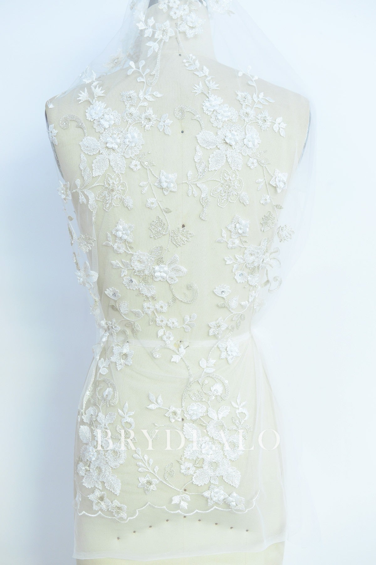 Gorgeous Beaded Flower Designer Lace Fabric Online