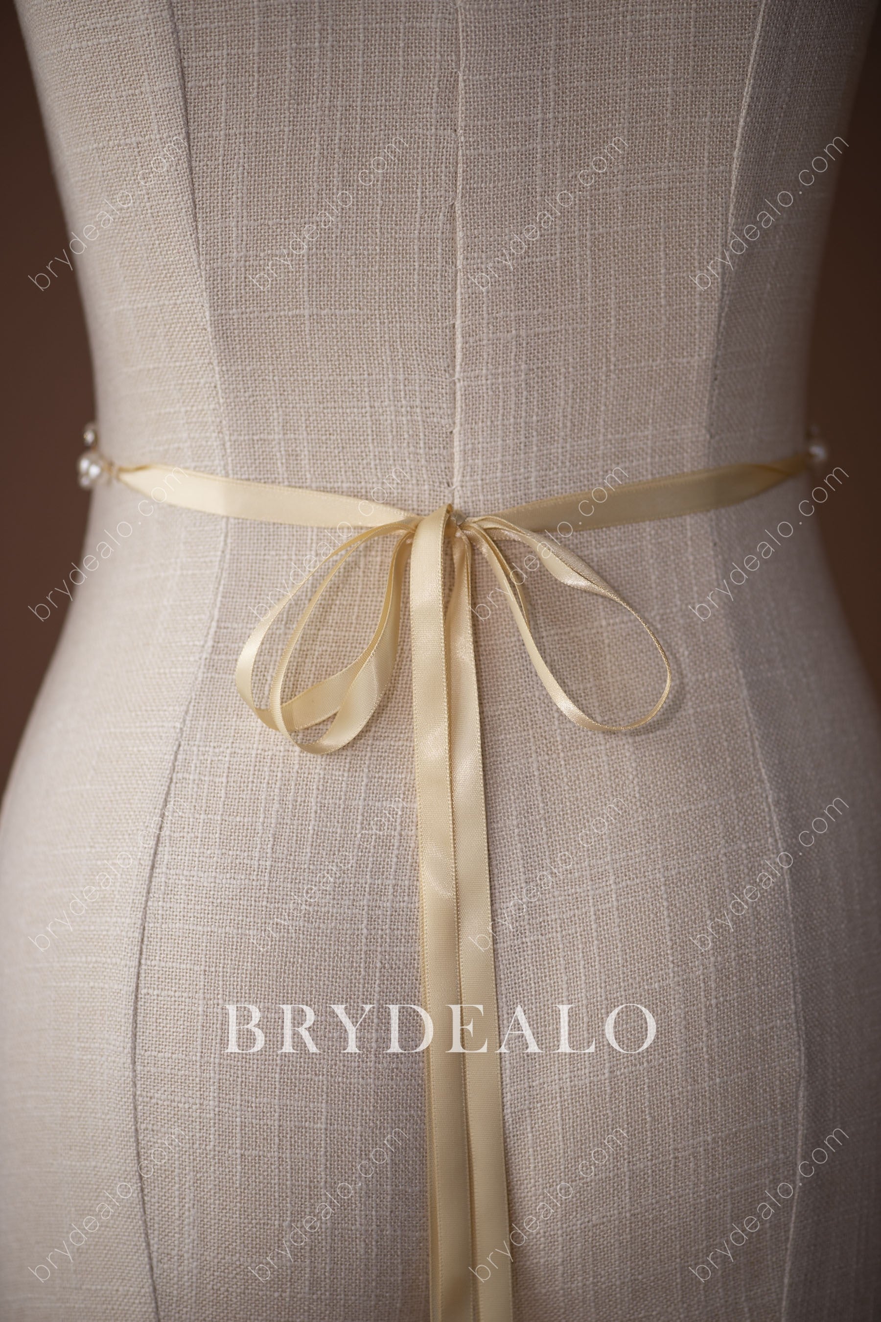 Champagne Elegant Pearls Crystals Bridal Sash Online