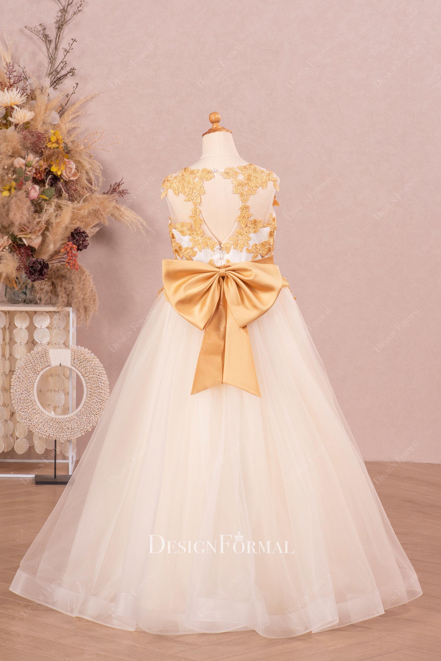 floor length ball gown tulle pretty little girl dress