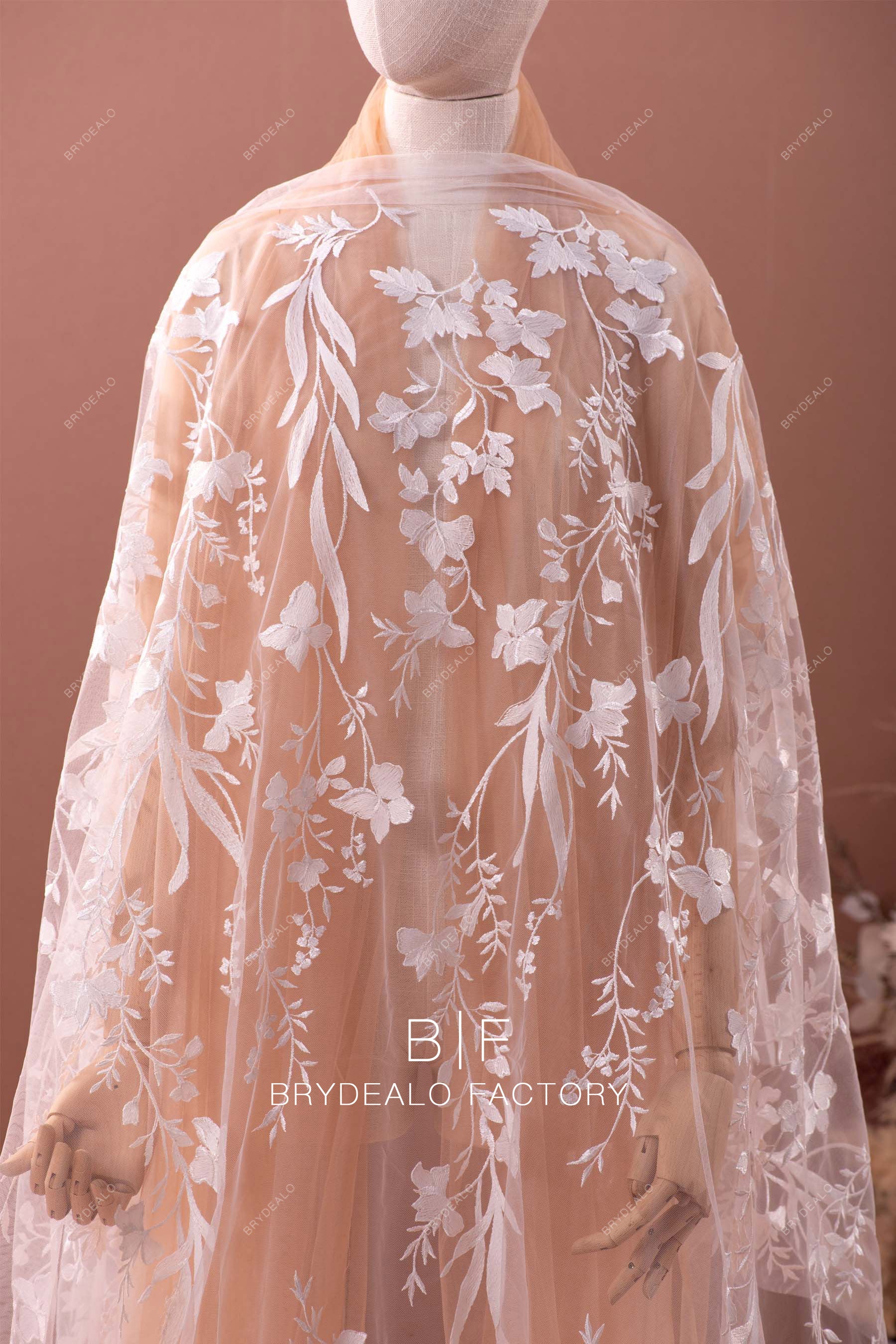Wild Vine Flower Embroidered Bridal Lace Fabric for Dresses Wild Vine Flower Embroidered Bridal Lace Fabric for Dresses