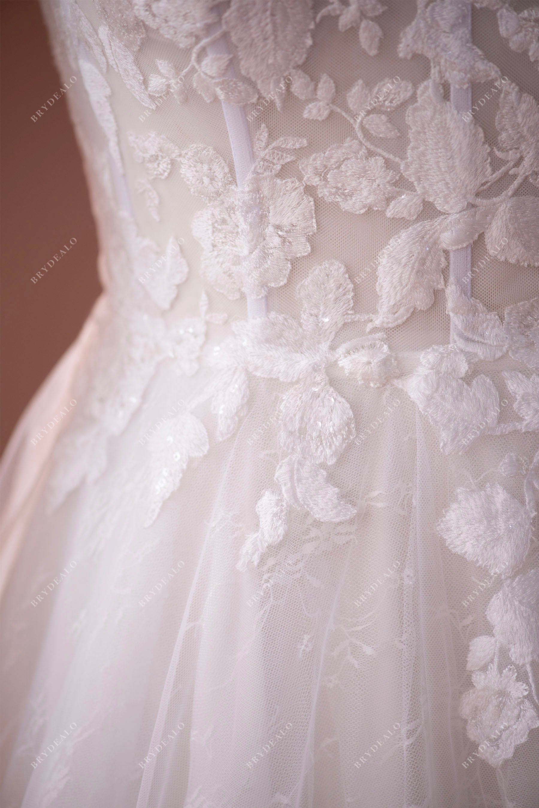 romantic flower lace wedding dress