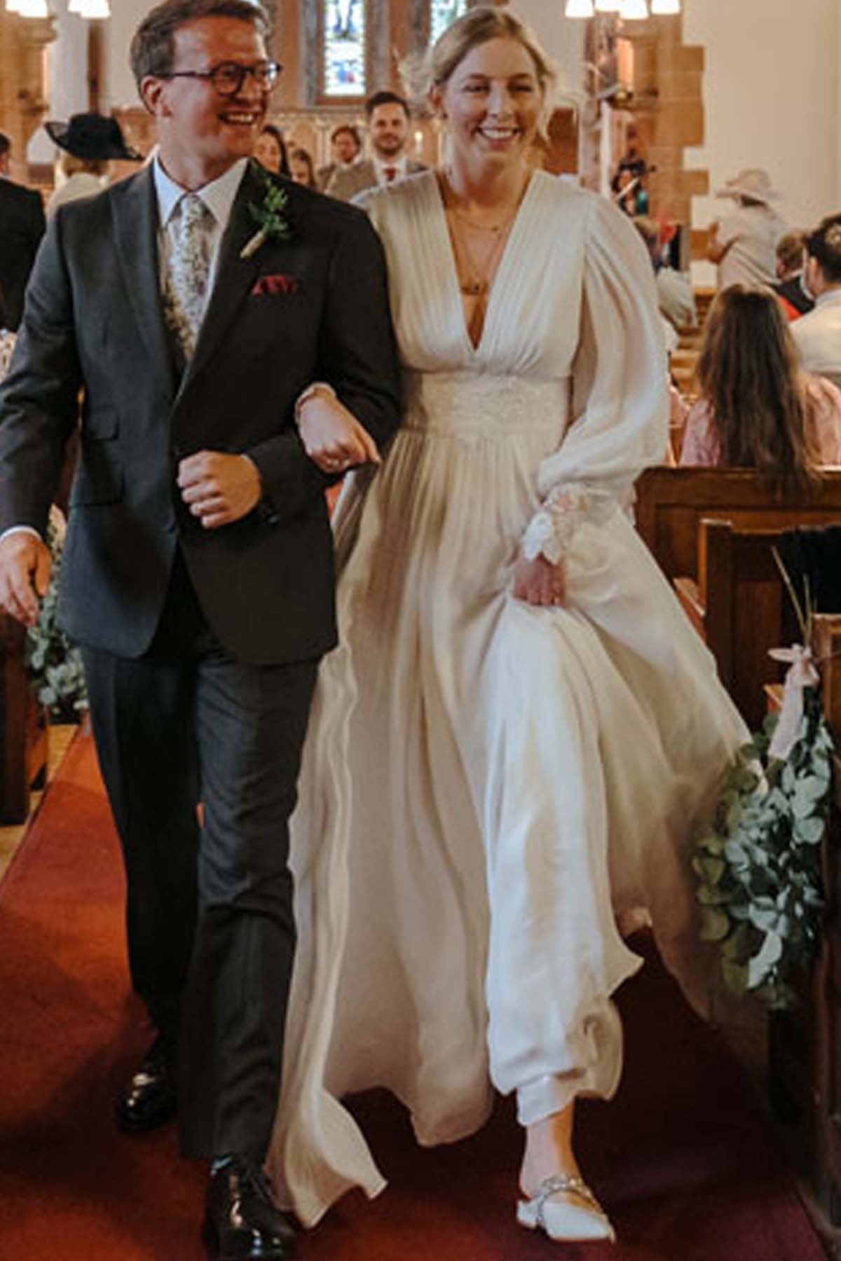 flowy A-line bridal dress