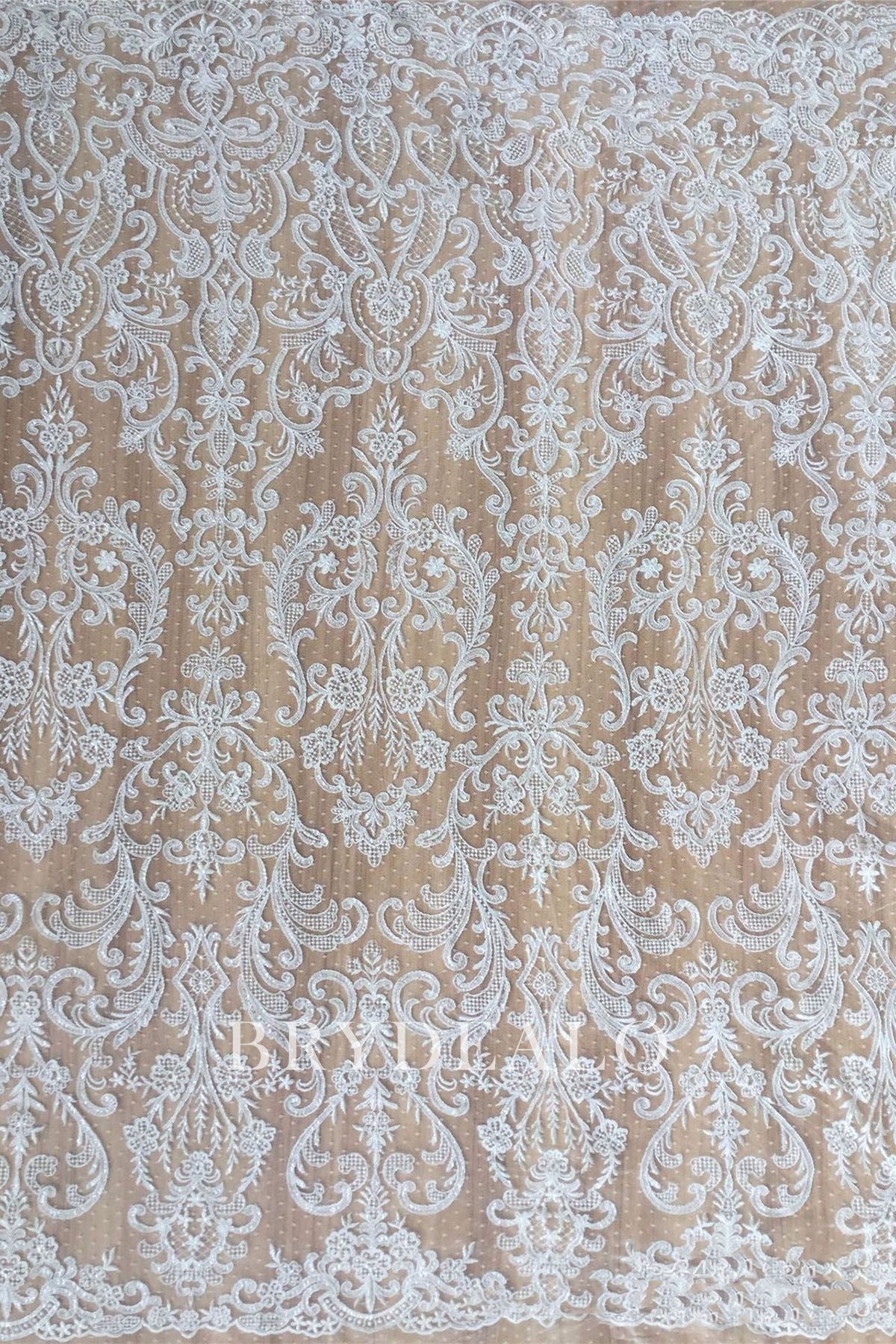 Symmetrical Corded Lace Fabric for sale