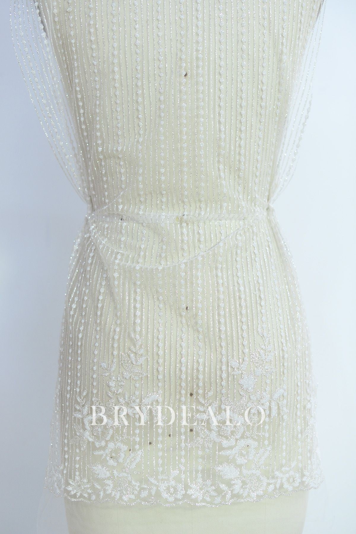 Designer Glitter Line Lace Fabric for Sparkly Dresses