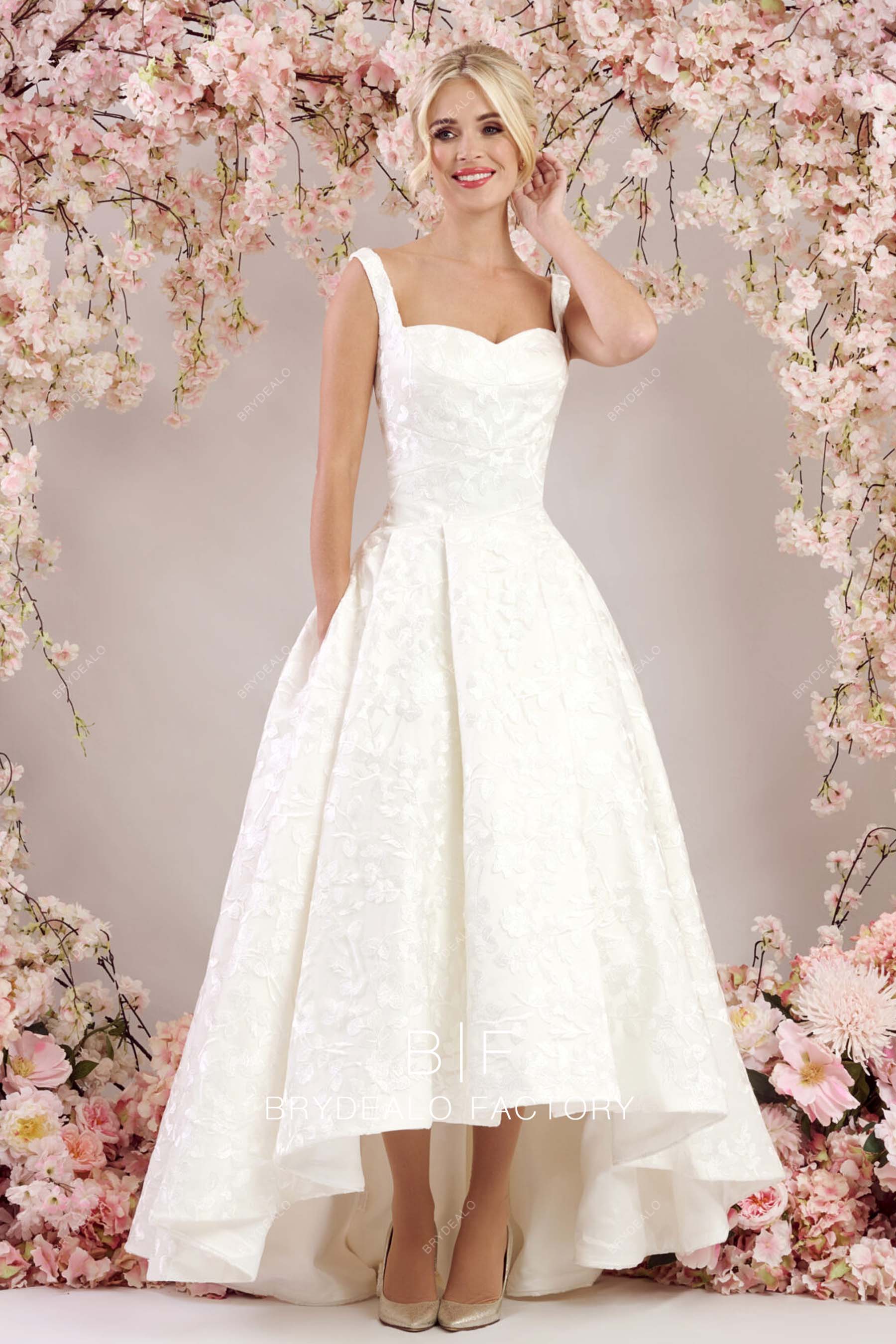 Pretty Semi Sweetheart Neck Lace Pocket High-low A-line Wedding Dress Pretty Semi Sweetheart Neck Lace Pocket High-low A-line Wedding Dress