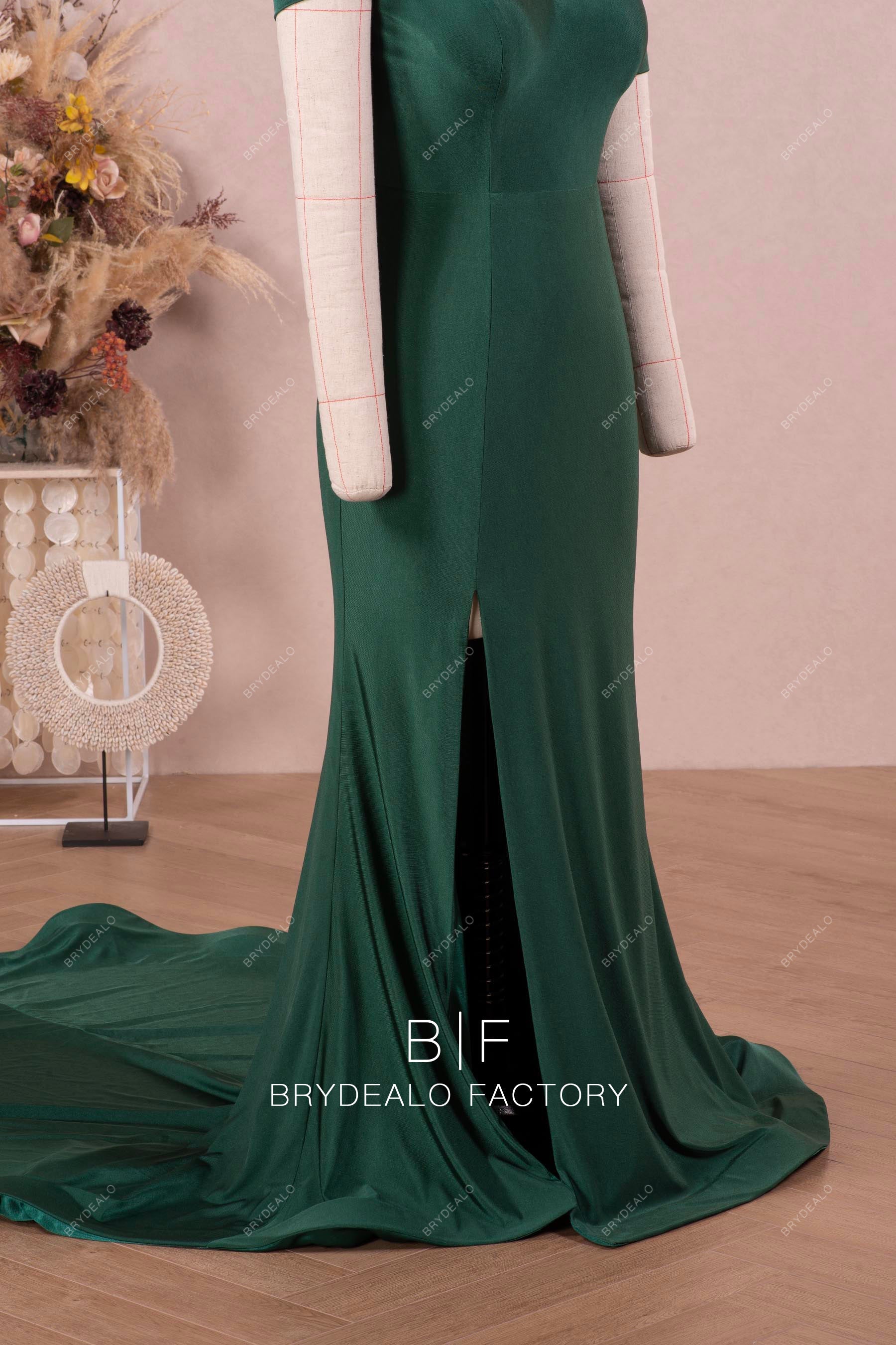 sexy high slit ruffled designer formal dress