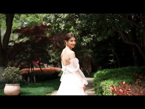 dreamy off shoulder pleated corset Aline wedding dress