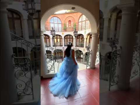 designer blue straps pleated tiered tulle prom formal dress