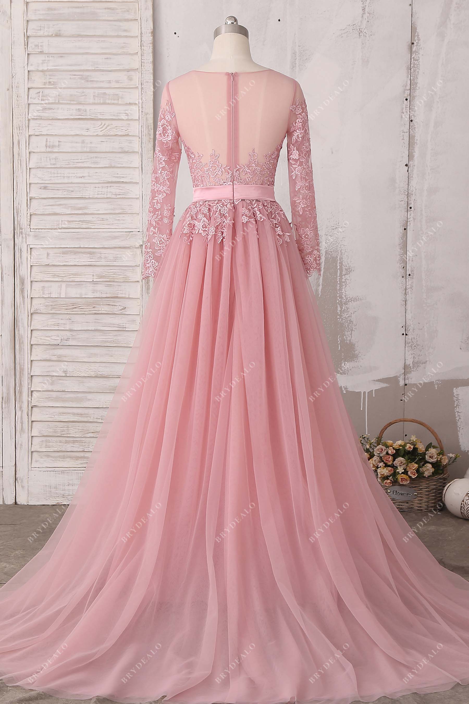 illusion back tulle A-line destination bridal gown