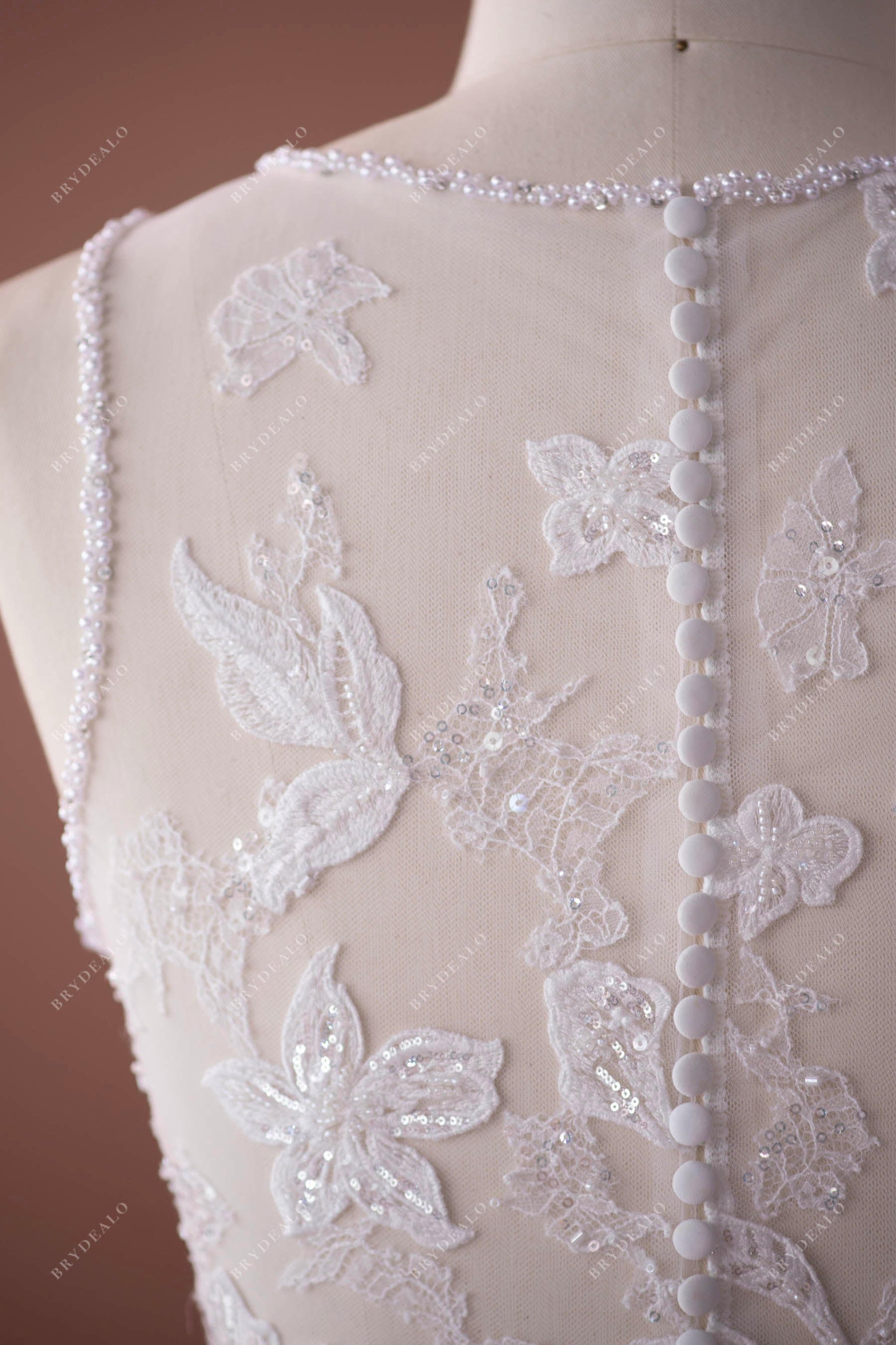 illusion beaded lace back beautiful bridal gown